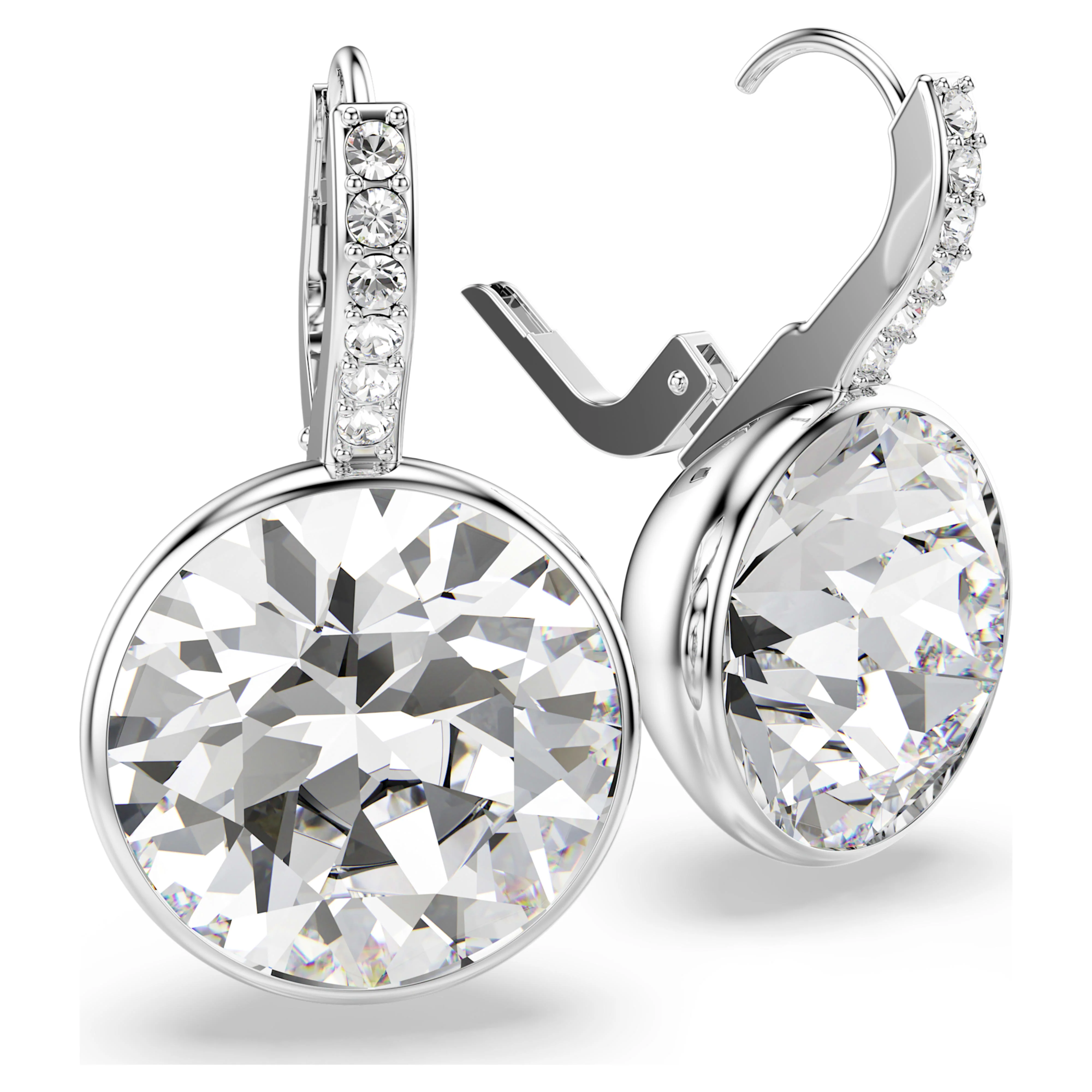 Millenia drop earrings Round cut, White, Rhodium plated - Image 3