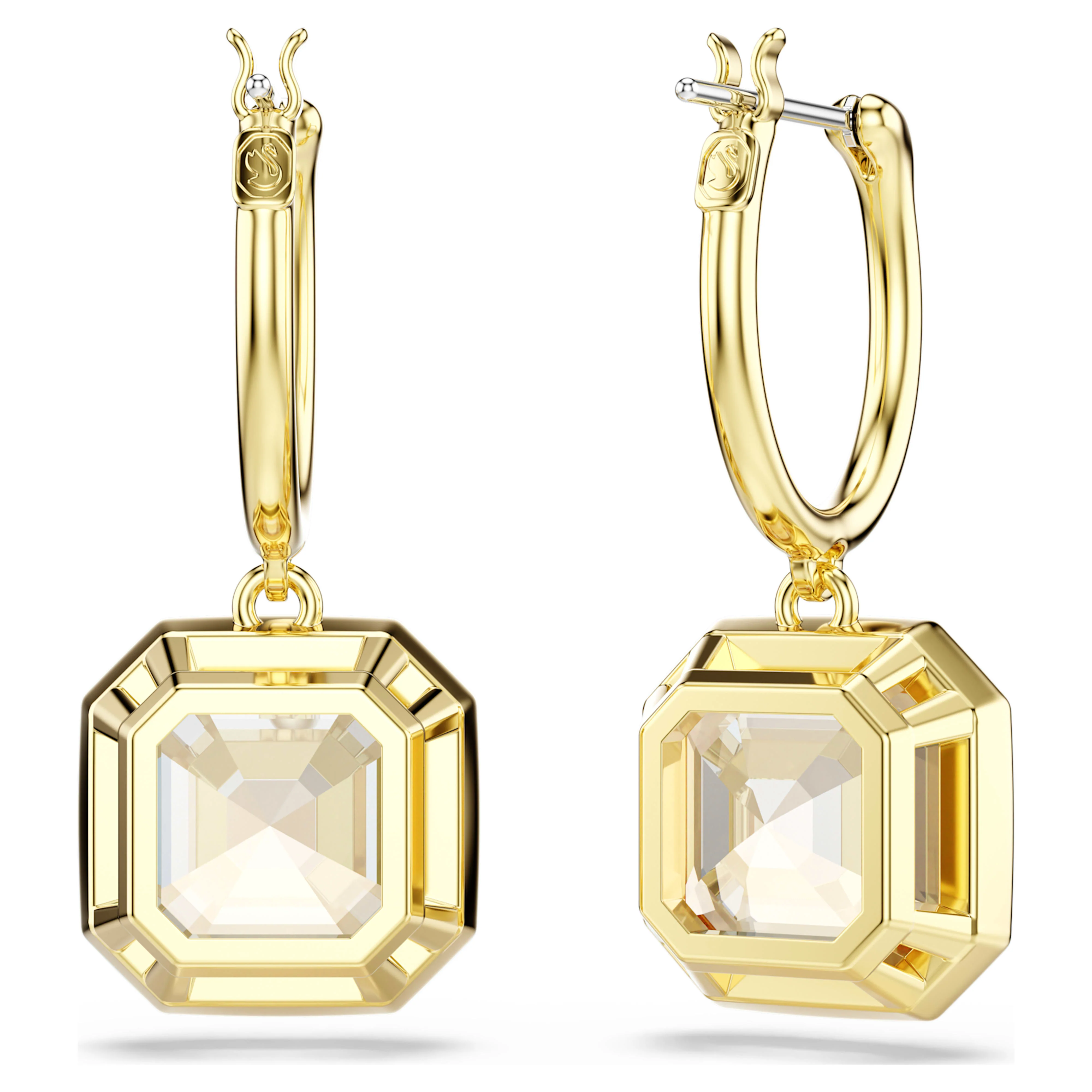 Millenia drop earrings Square cut, Caramel, Gold-tone plated - Image 4