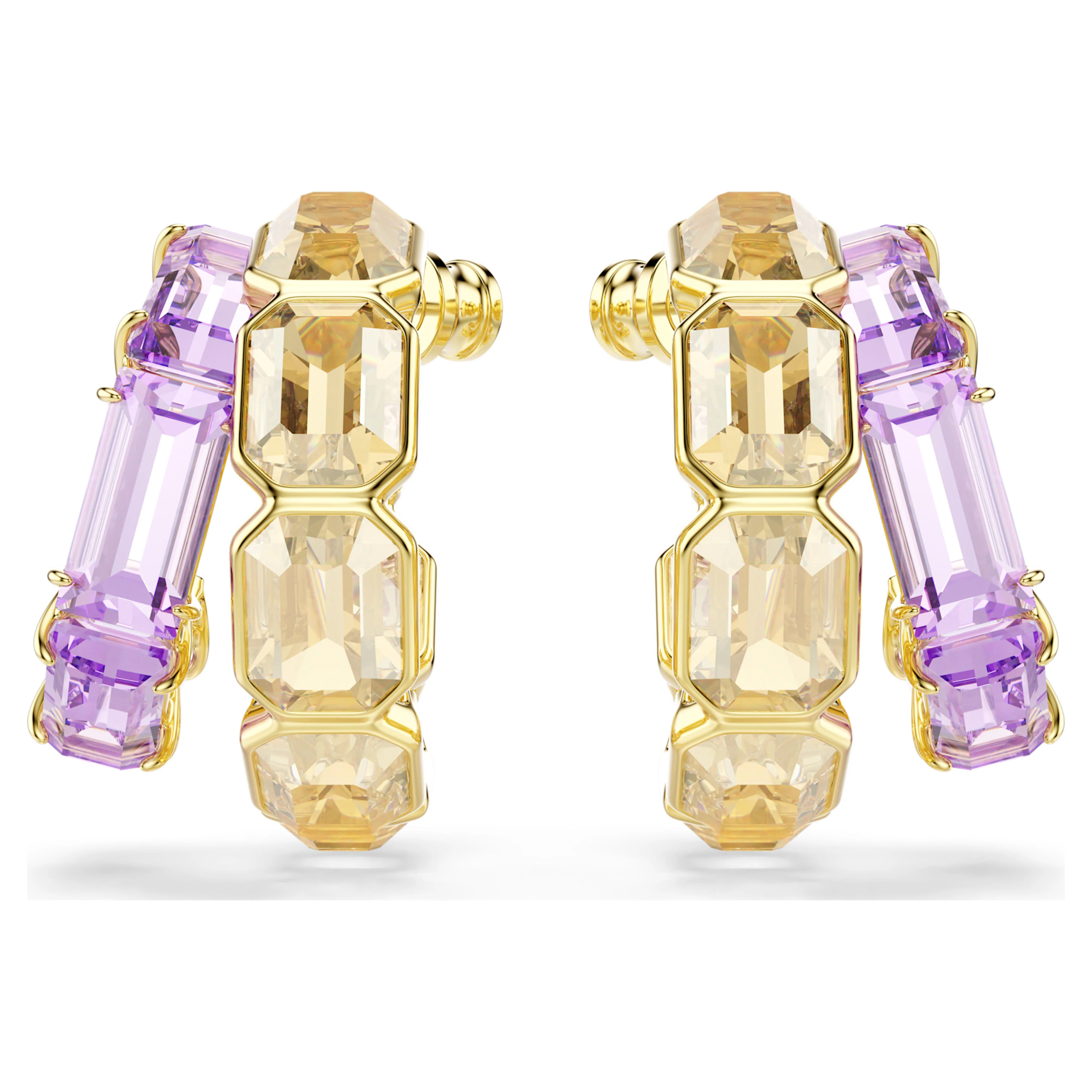Millenia hoop earrings Mixed cuts, Multicolored, Gold-tone plated - Image 2