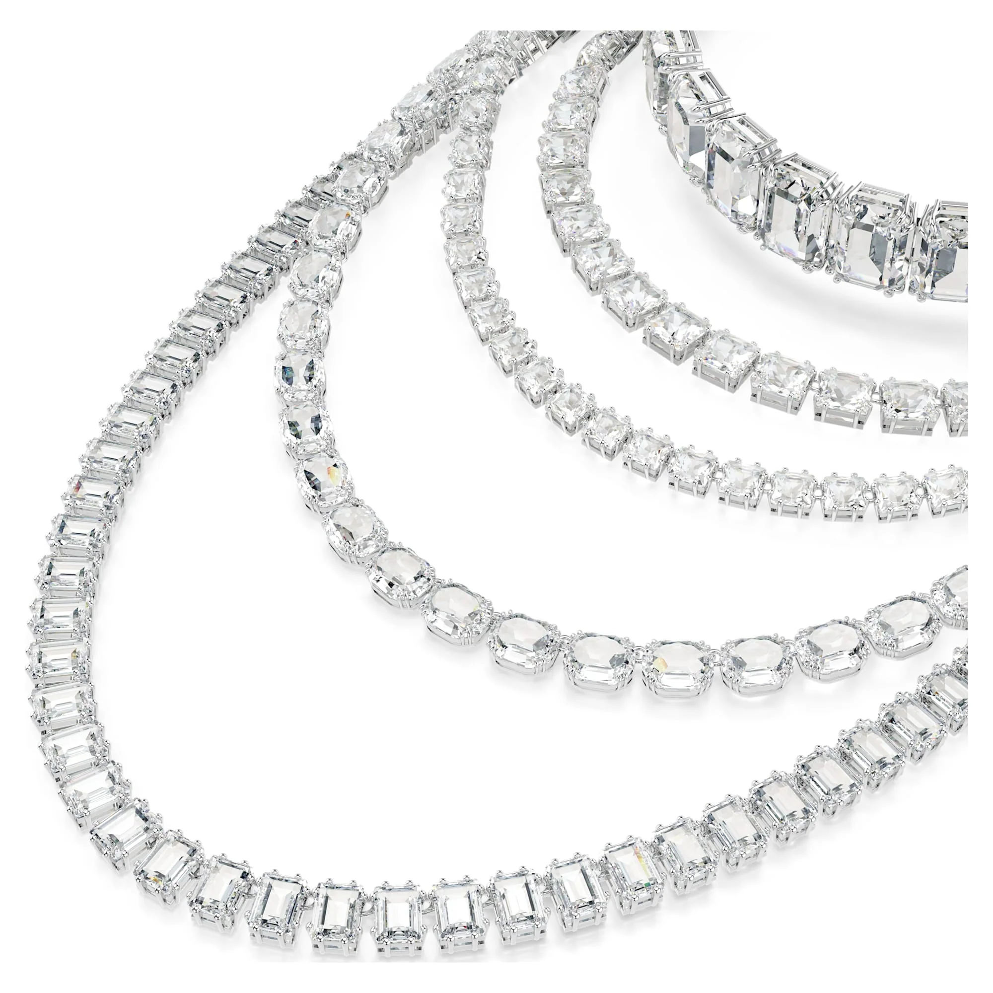 Millenia layered necklace Mixed cuts, White, Rhodium plated - Image 4