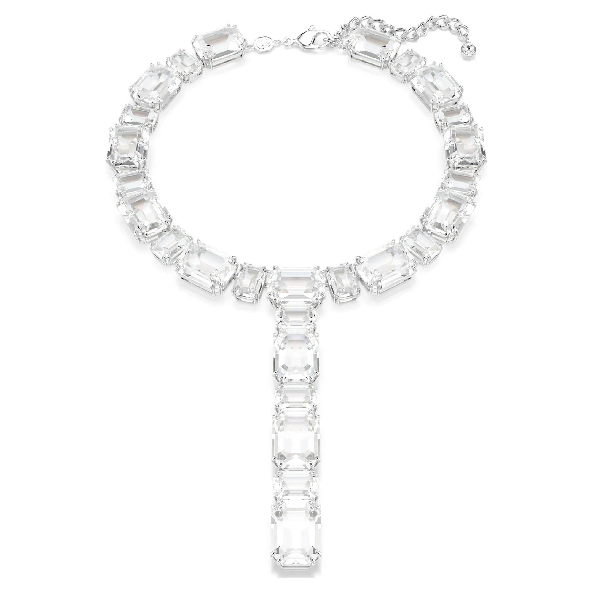 Millenia necklace Mixed cuts, White, Rhodium plated