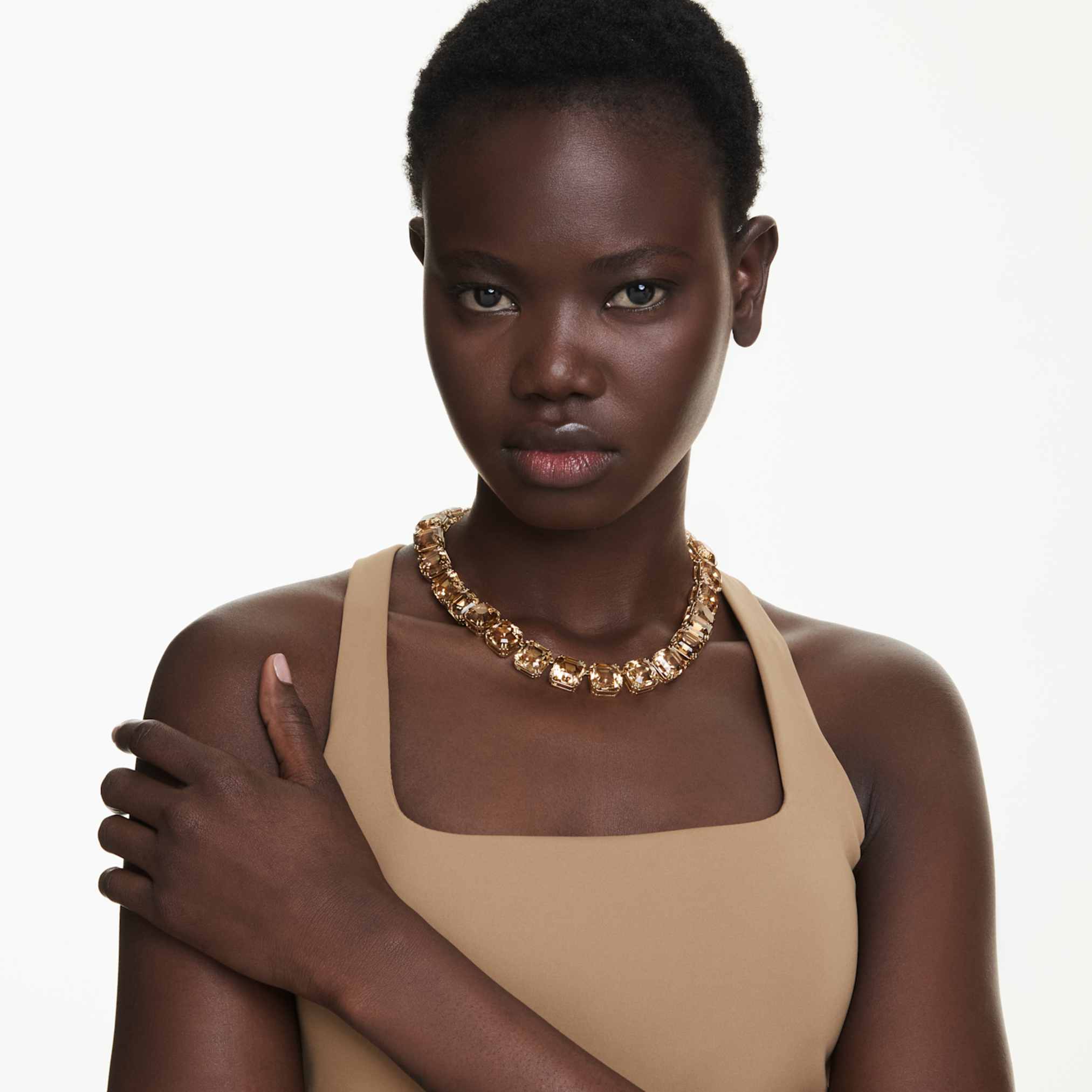 Millenia necklace Octagon cut, Caramel, Gold-tone plated - Image 6