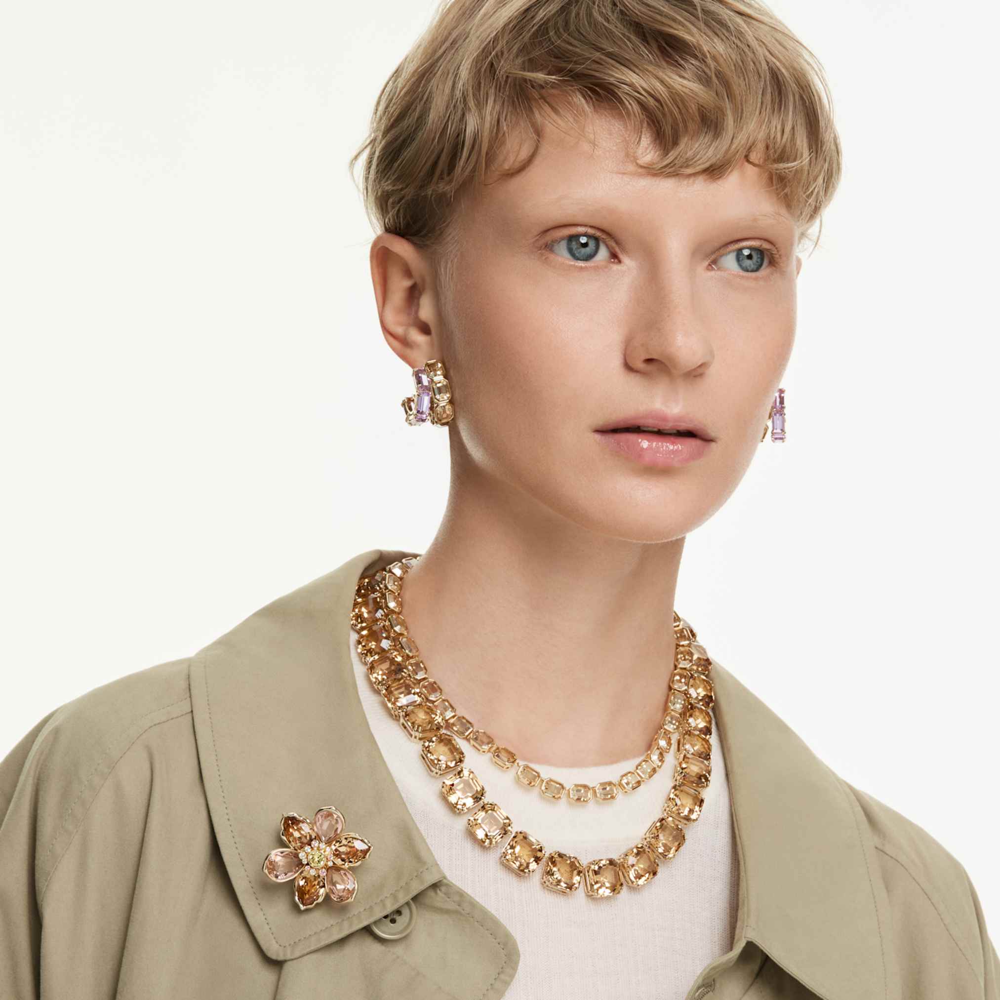 Millenia necklace Octagon cut, Caramel, Gold-tone plated - Image 8