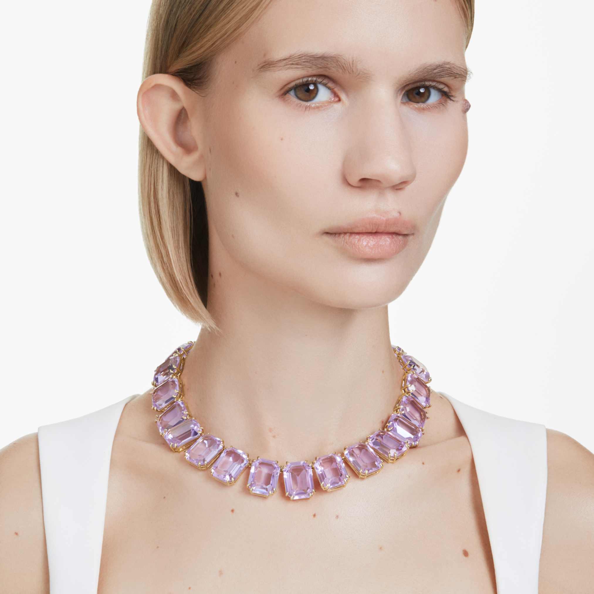 Millenia necklace Oversized crystals, Octagon cut, Purple, Gold-tone plated - Image 6