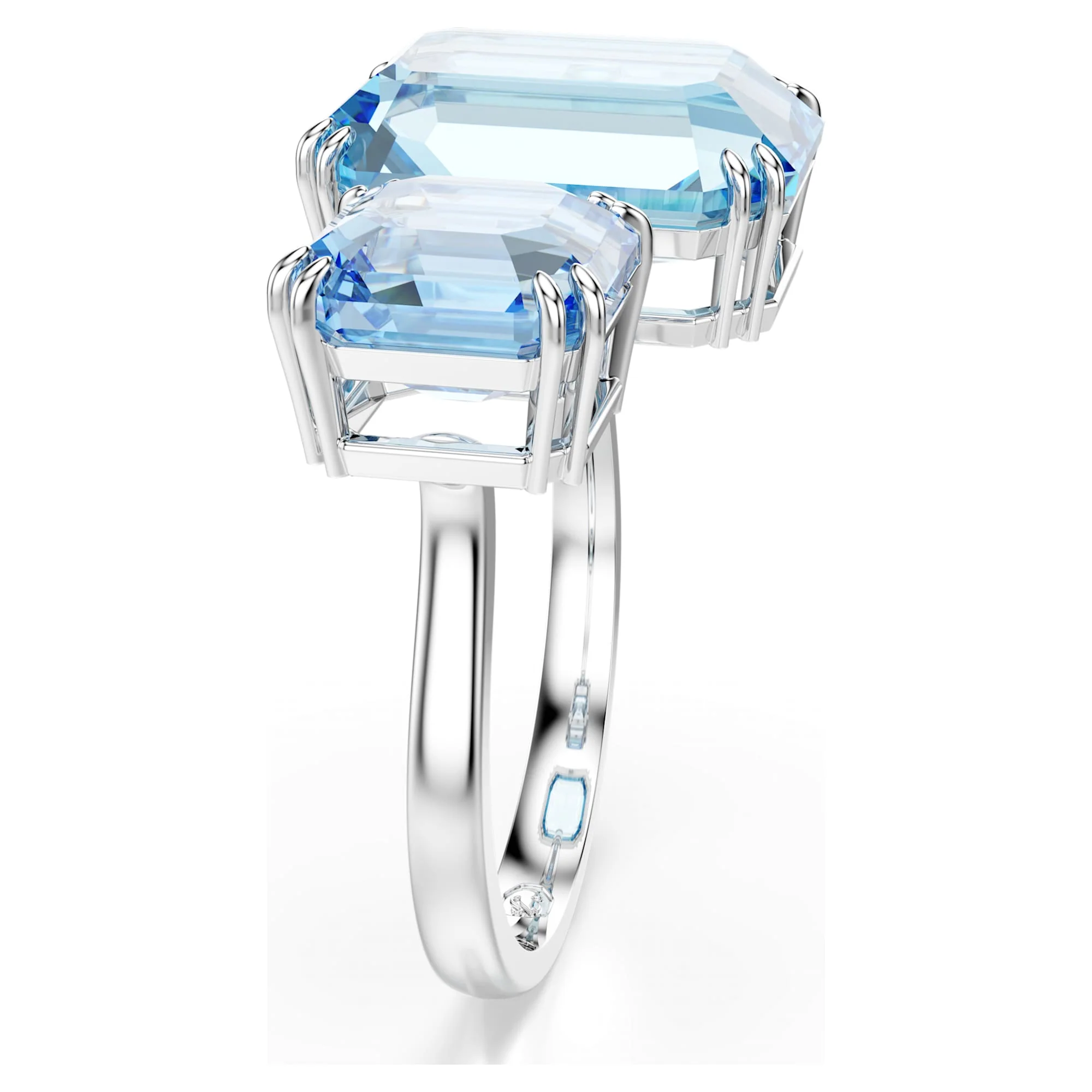 Millenia open ring Octagon cut, Blue, Rhodium plated - Image 3