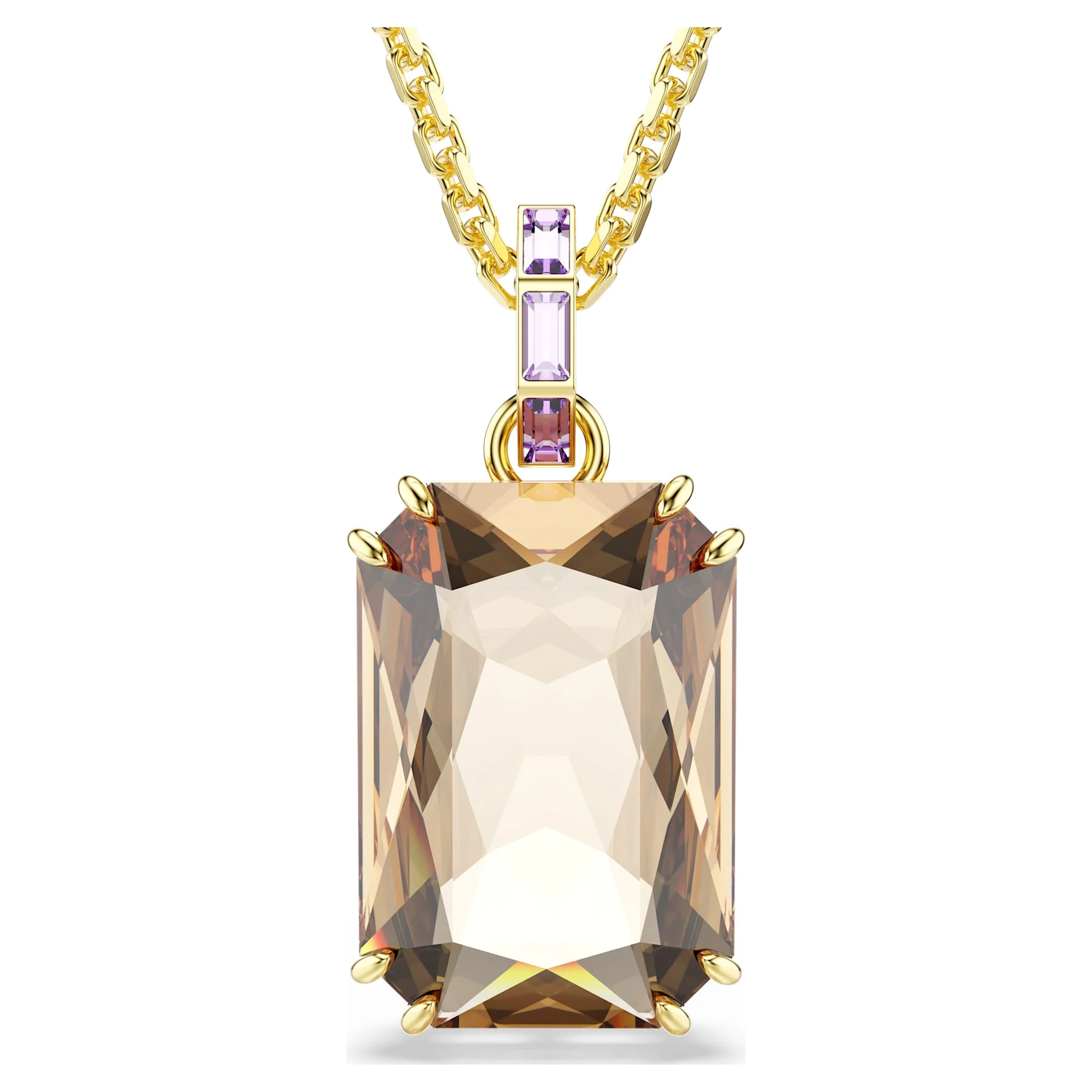 Millenia pendant Octagon cut, Caramel, Gold-tone plated