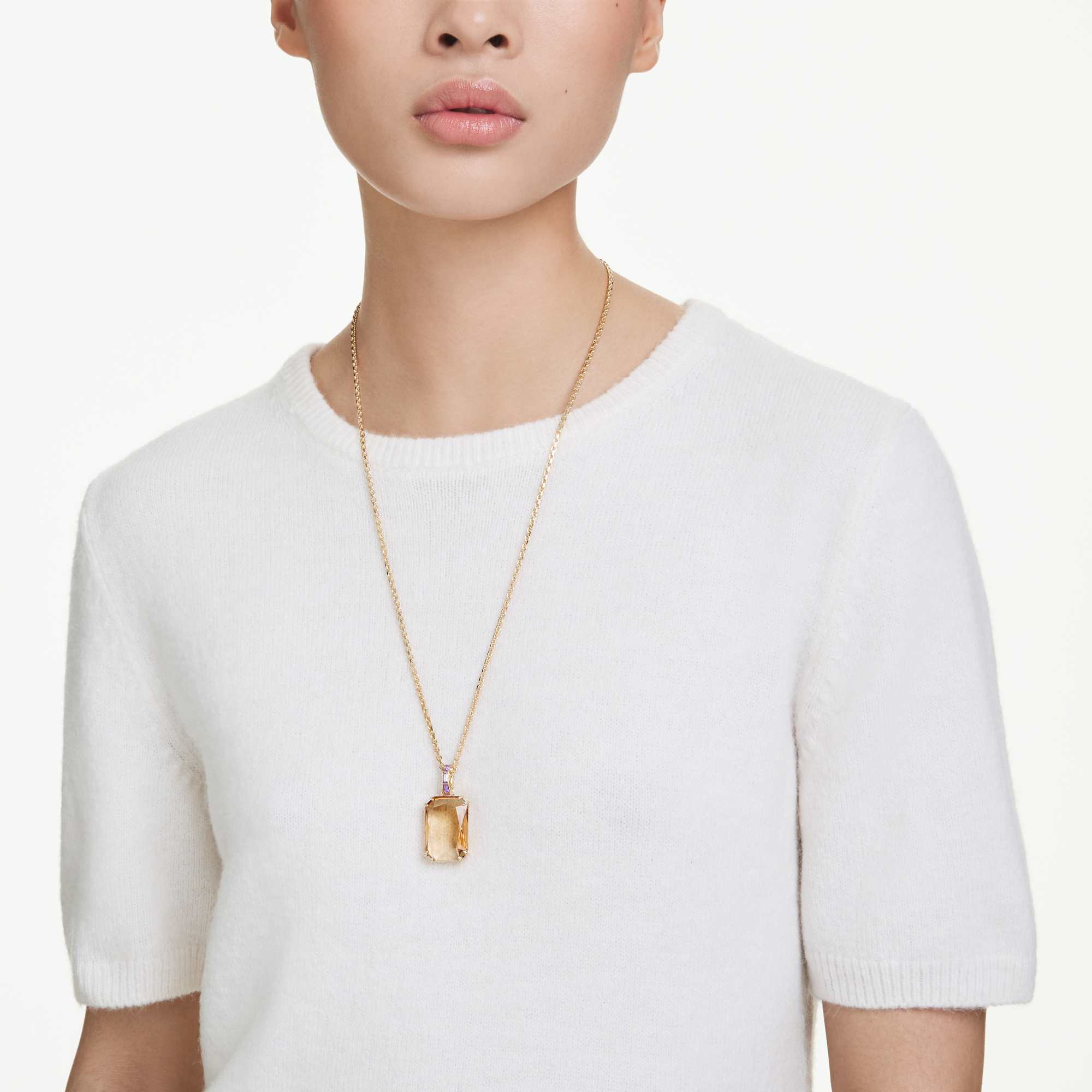 Millenia pendant Octagon cut, Caramel, Gold-tone plated - Image 6