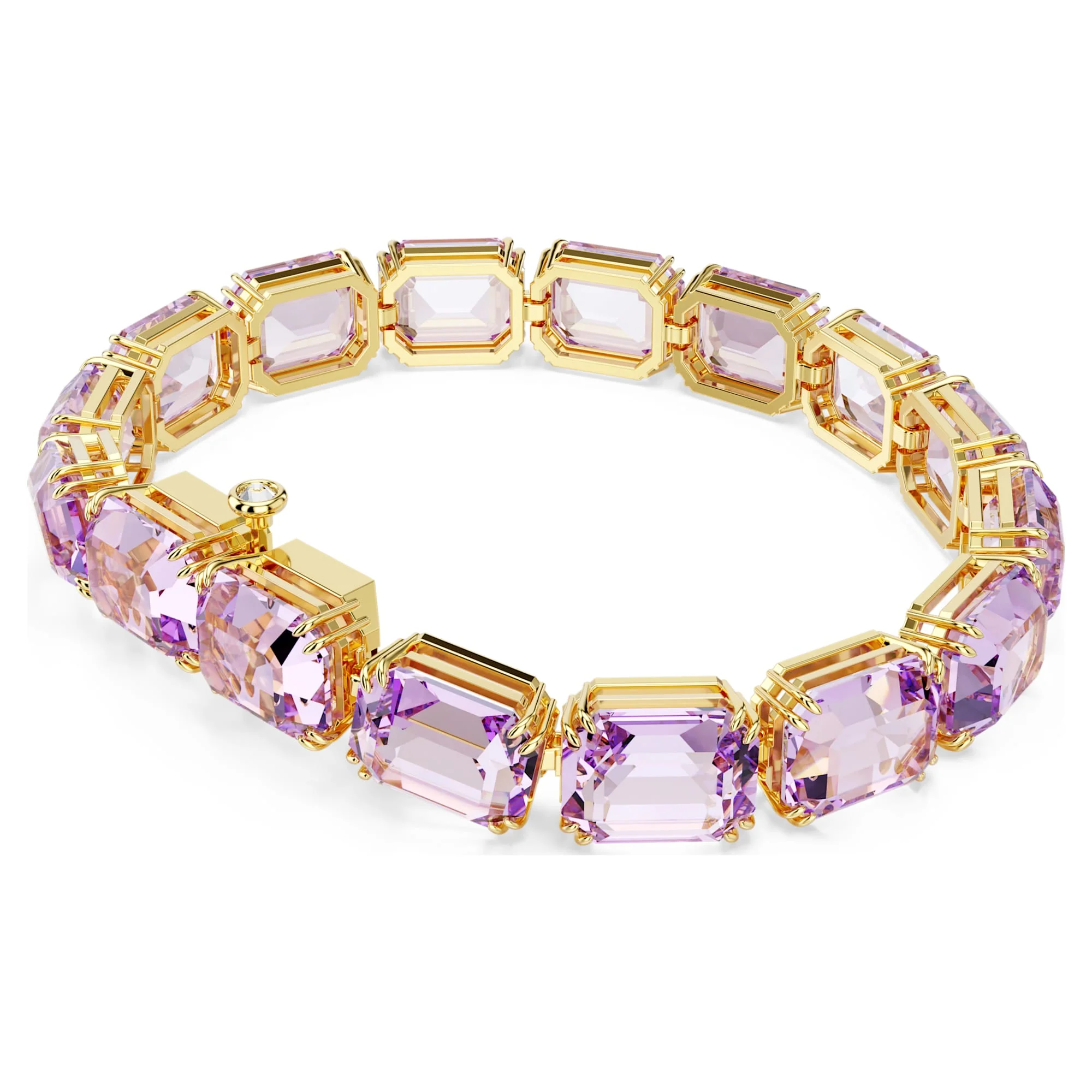 Millenia Tennis bracelet Octagon cut, Purple, Gold-tone plated - Image 4