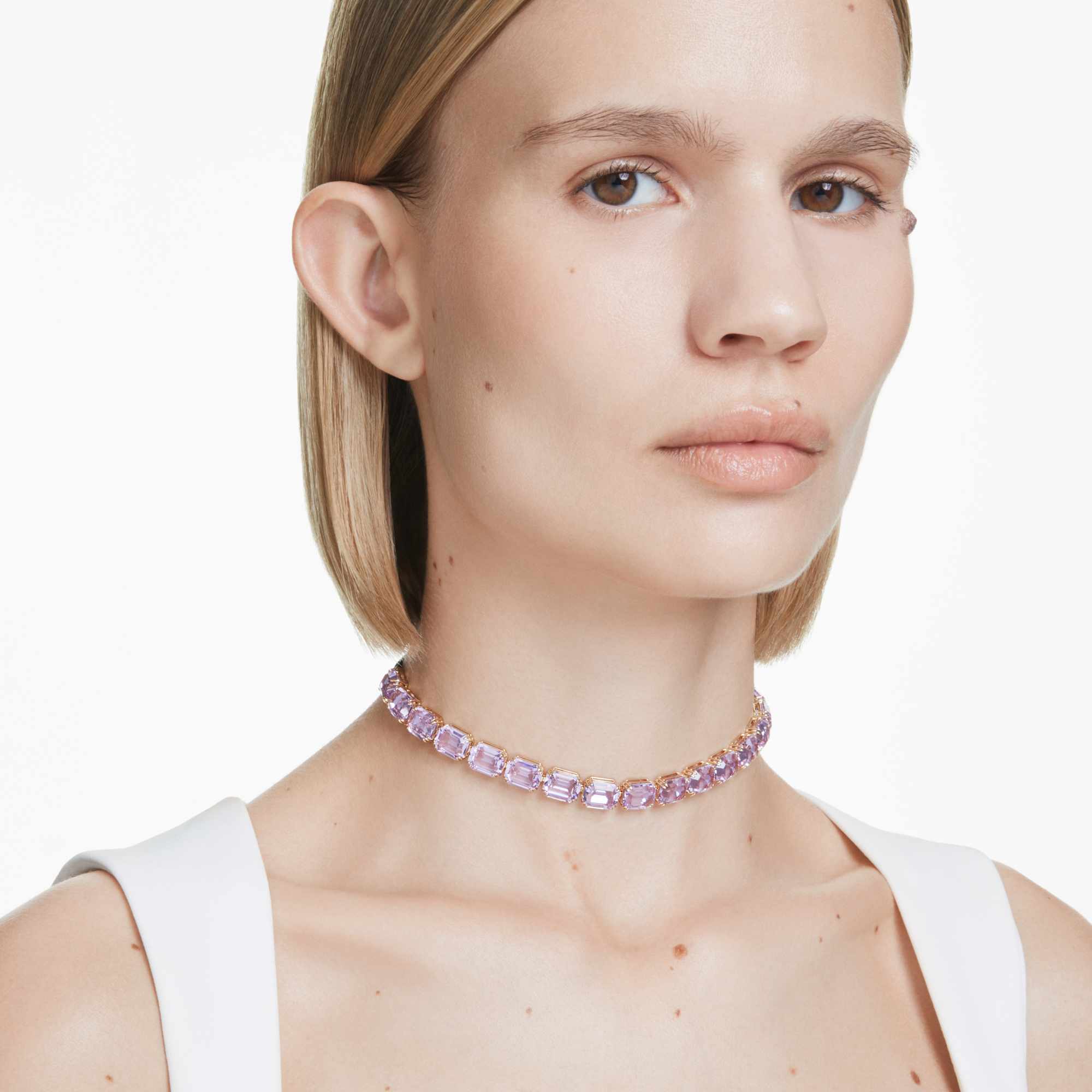 Millenia Tennis choker Octagon cut, Purple, Gold-tone plated - Image 6