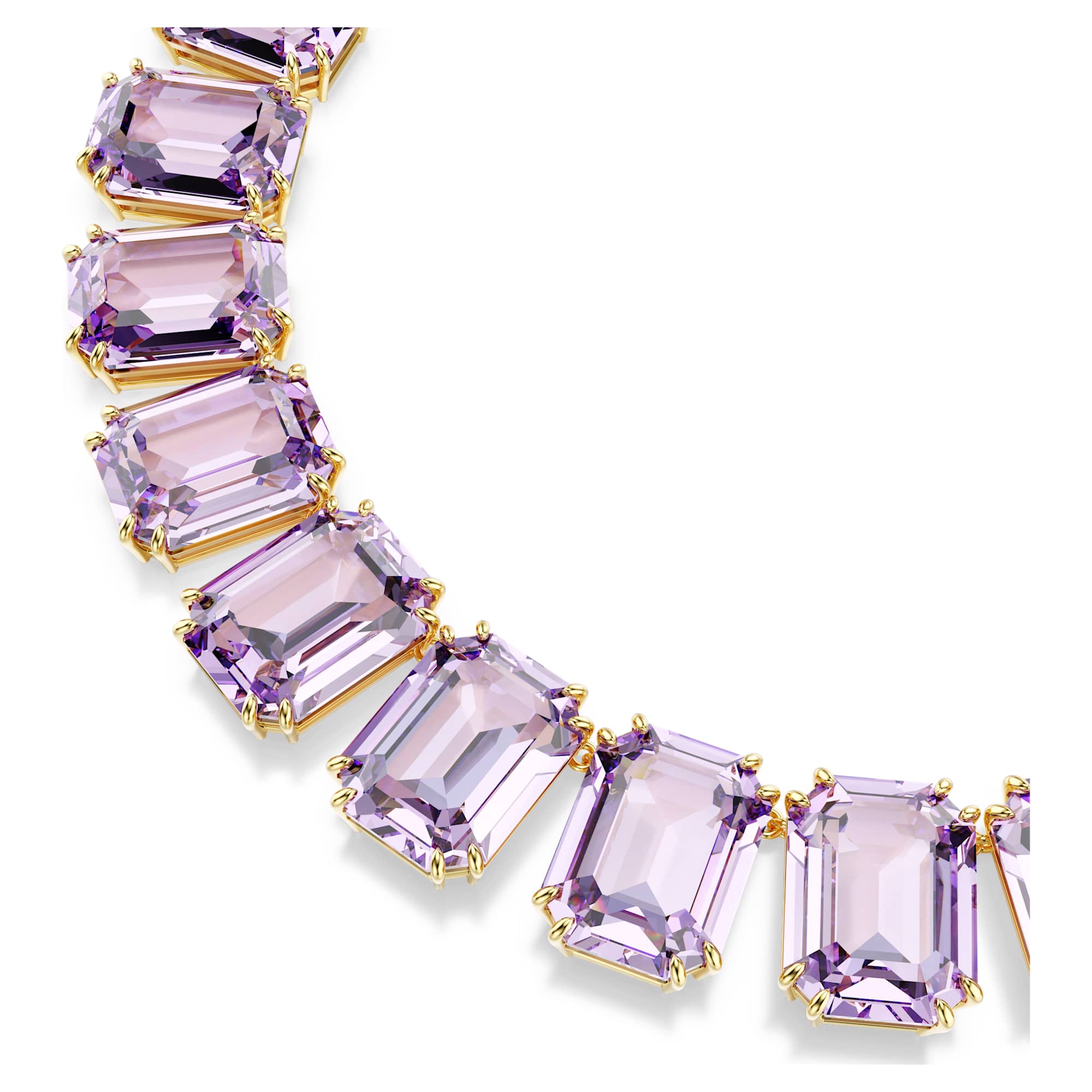 Millenia Tennis necklace Octagon cut, Purple, Gold-tone plated - Image 4