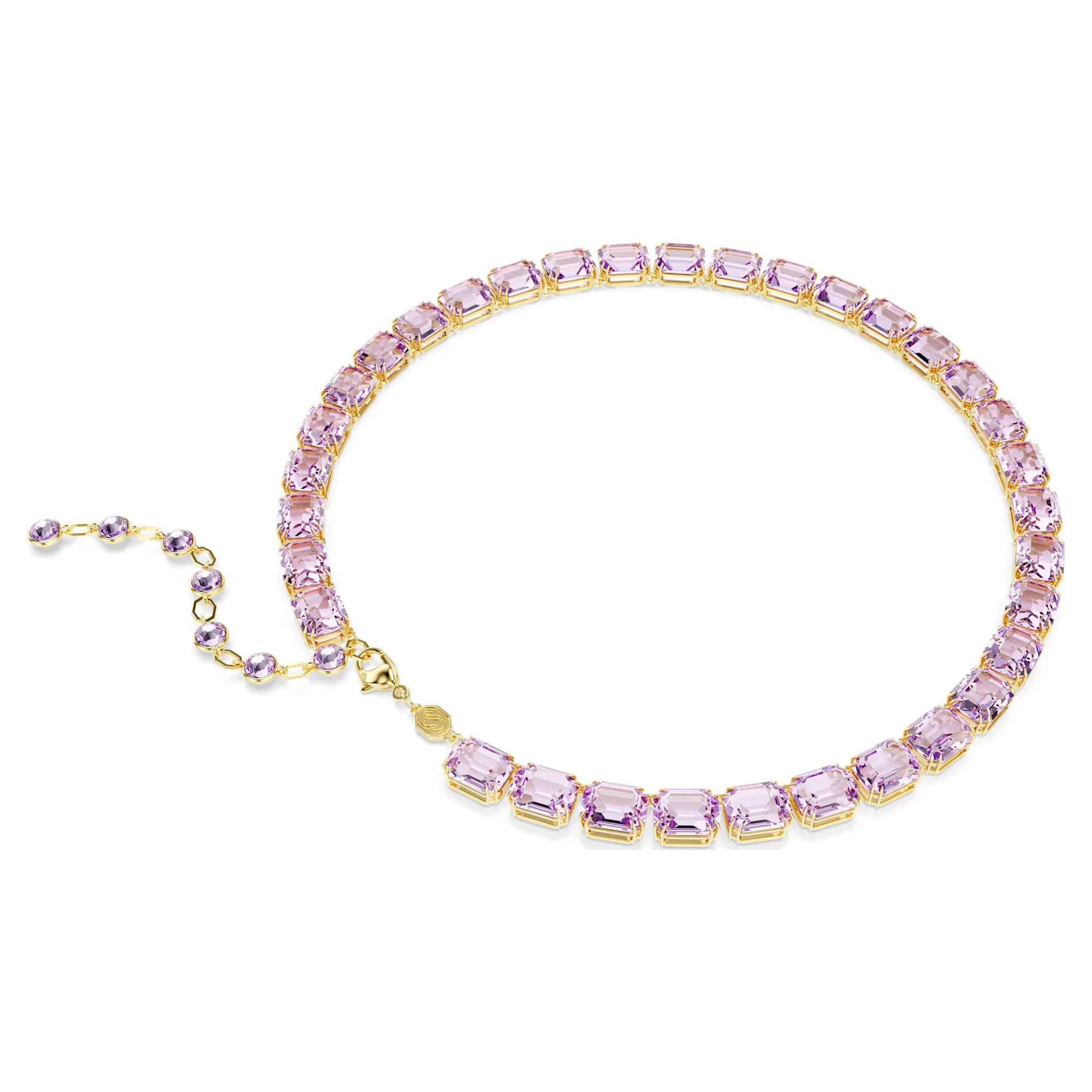 Millenia Tennis necklace Octagon cut, Purple, Gold-tone plated - Image 5