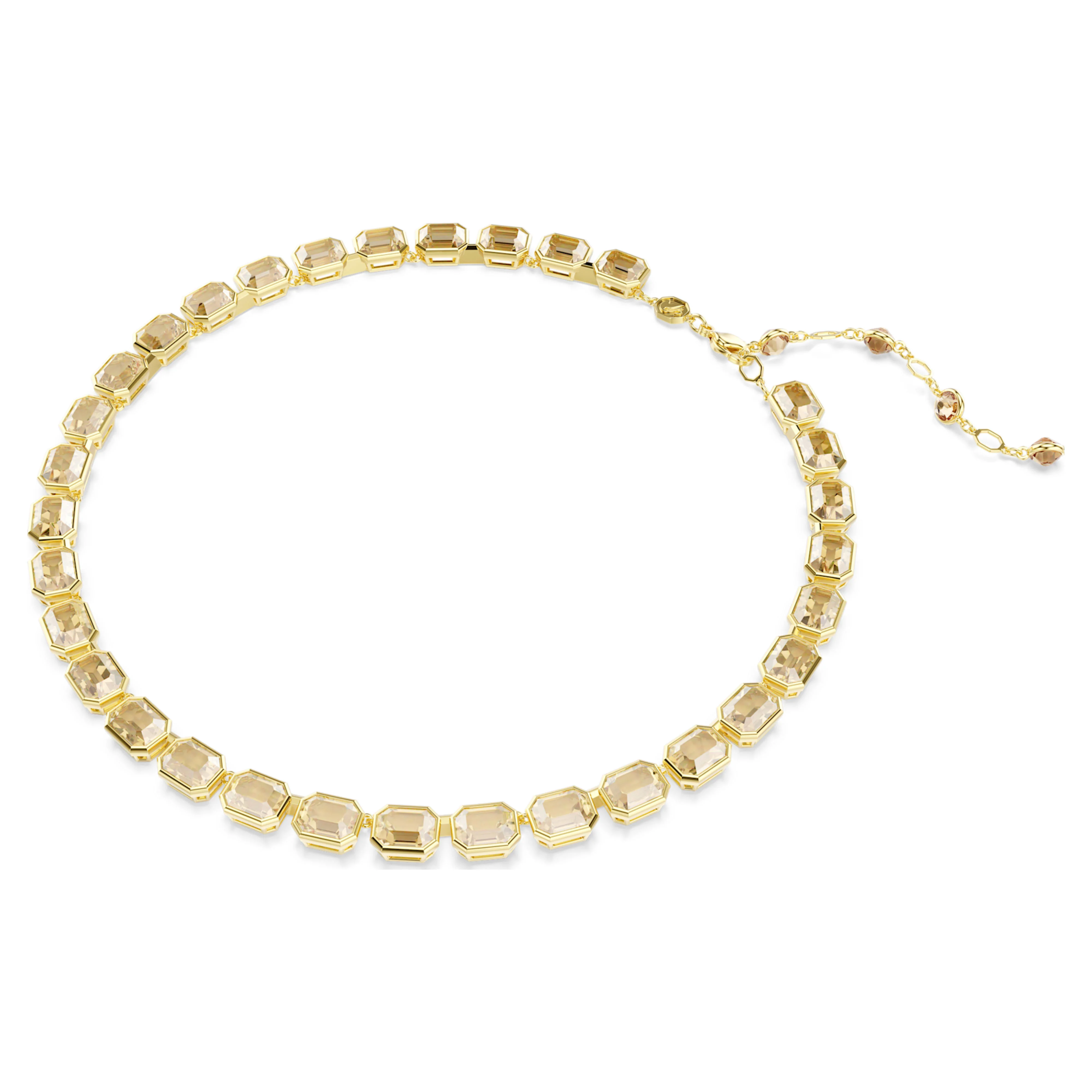 Millenia Tennis necklace Octagon cut, Yellow, Gold-tone plated - Image 2