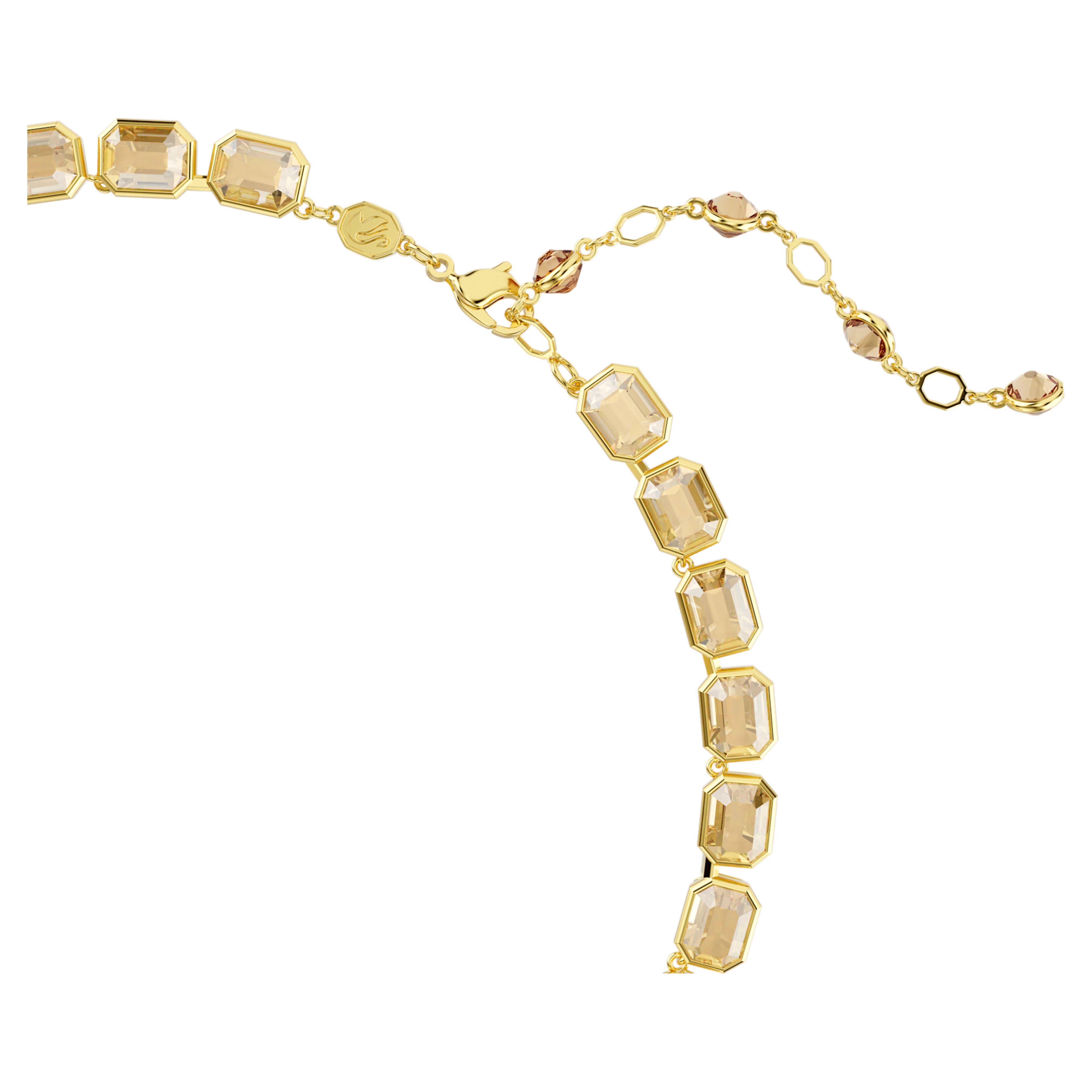 Millenia Tennis necklace Octagon cut, Yellow, Gold-tone plated - Image 3