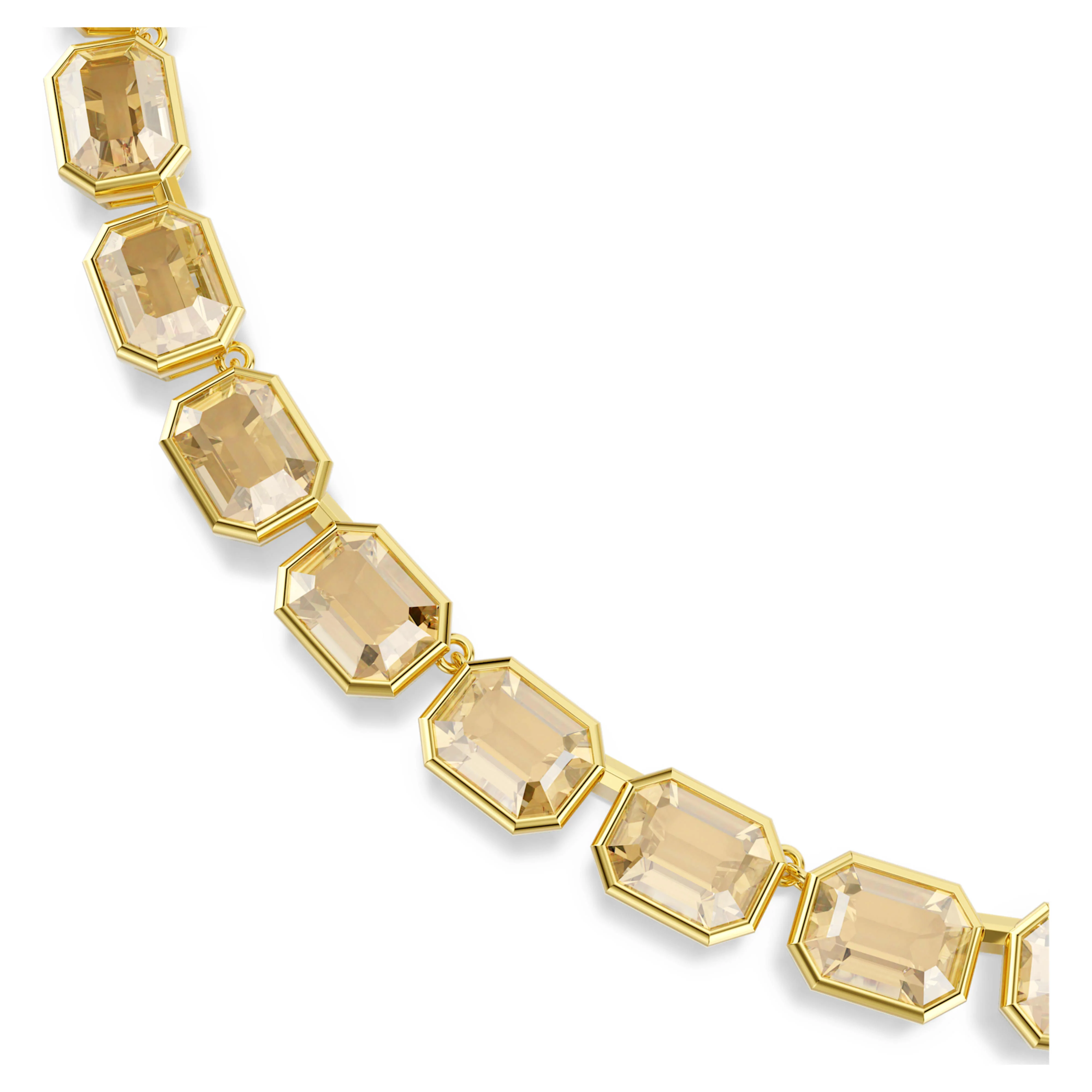 Millenia Tennis necklace Octagon cut, Yellow, Gold-tone plated - Image 4