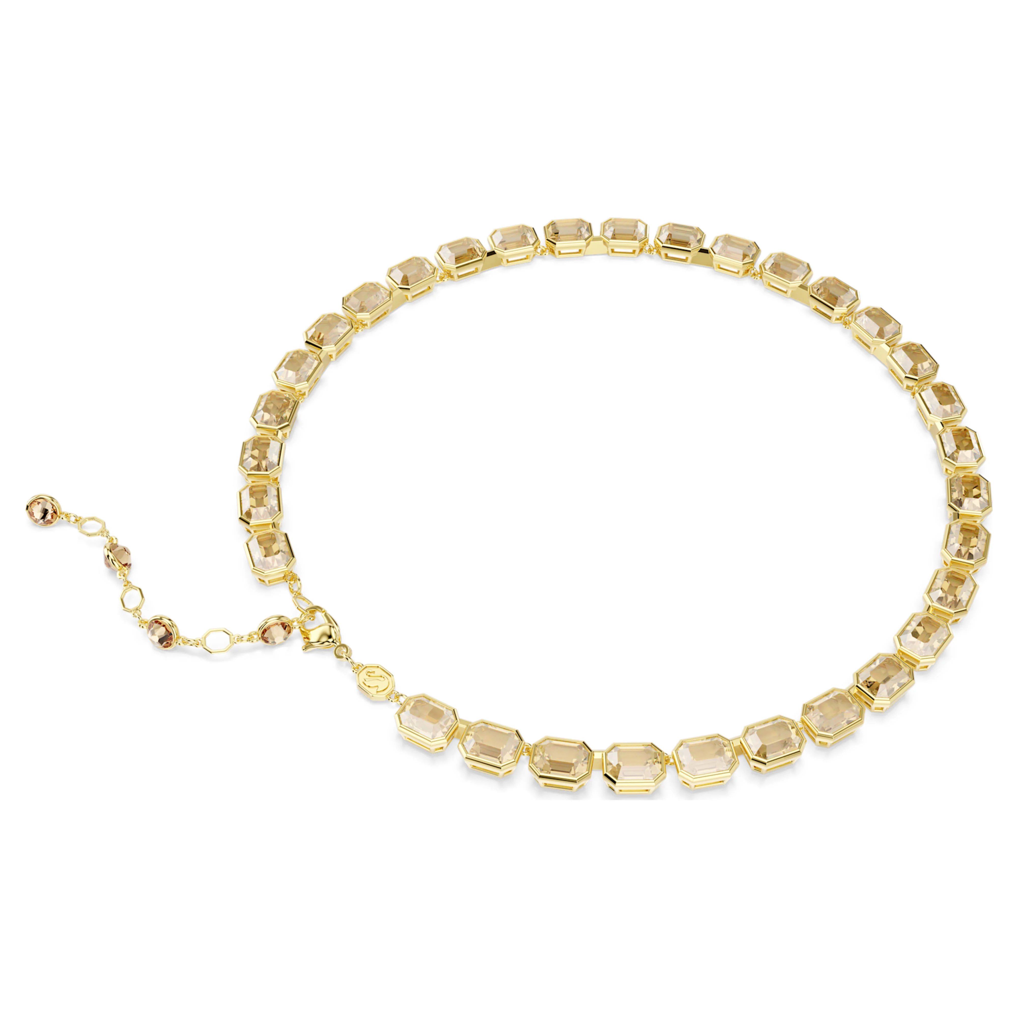 Millenia Tennis necklace Octagon cut, Yellow, Gold-tone plated - Image 5