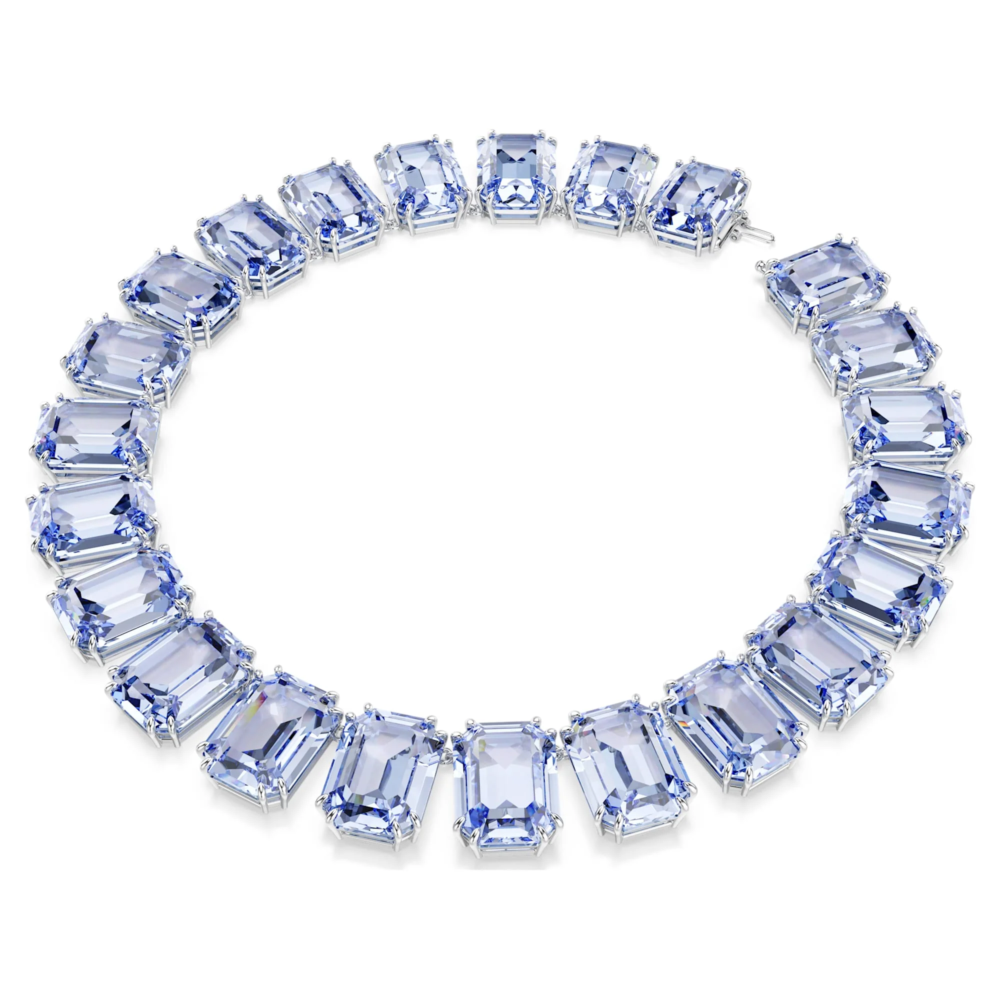 Millenia Tennis necklace Oversized crystals, Octagon cut, Blue, Rhodium plated - Image 2