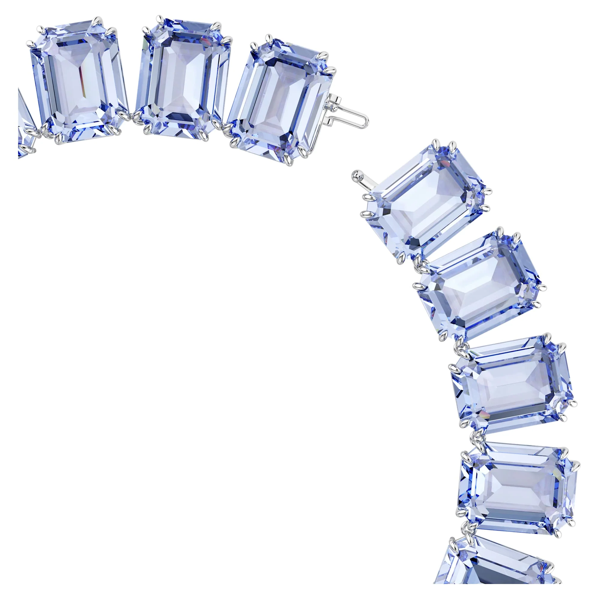 Millenia Tennis necklace Oversized crystals, Octagon cut, Blue, Rhodium plated - Image 3