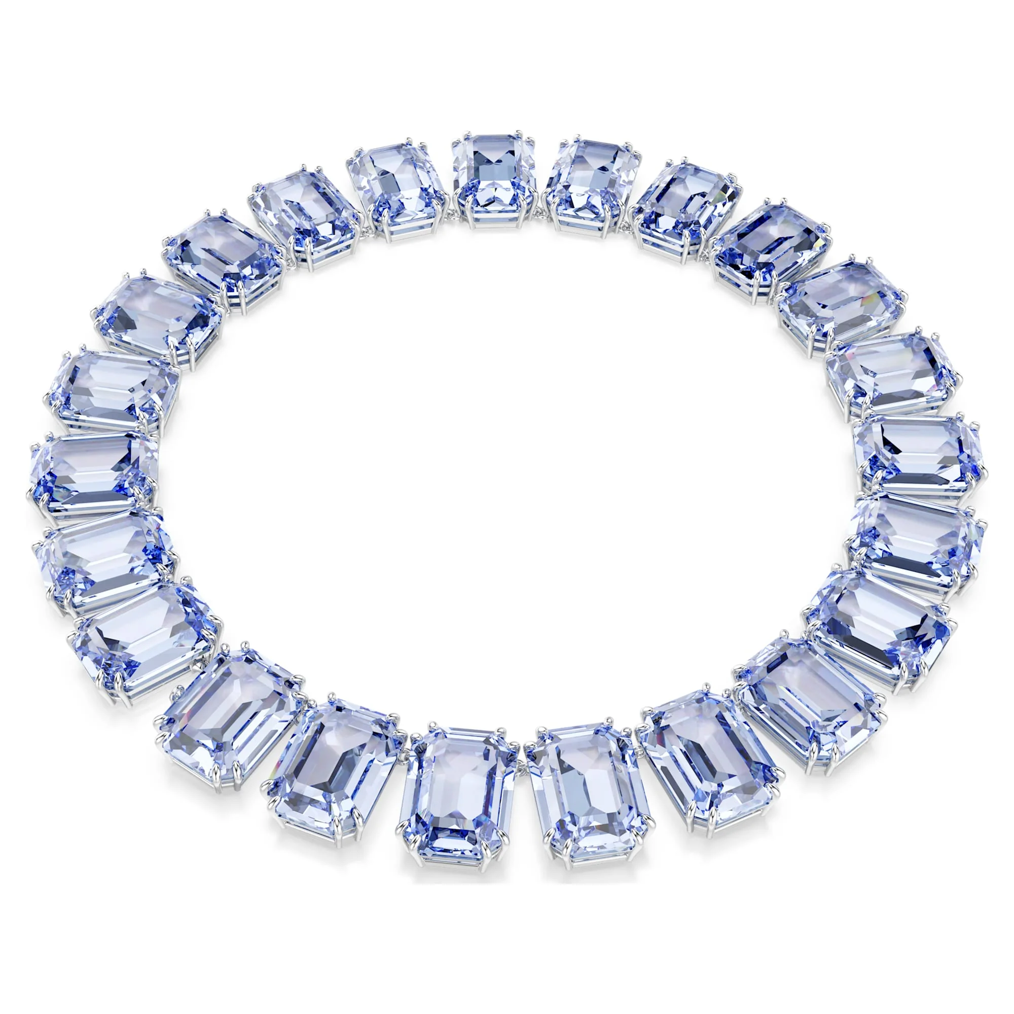 Millenia Tennis necklace Oversized crystals, Octagon cut, Blue, Rhodium plated - Image 5
