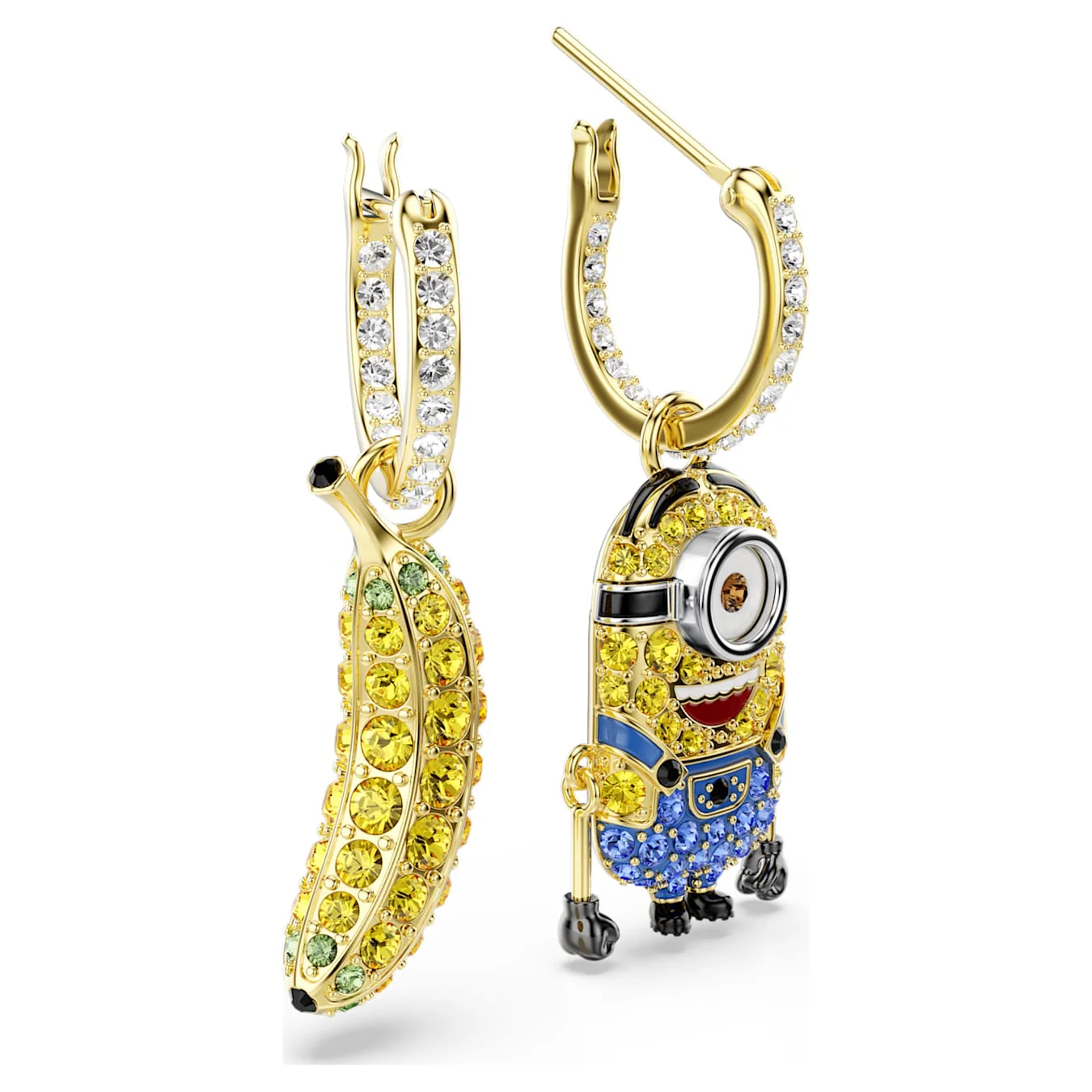Minions Stuart and Banana drop earrings Pavé, Mini, Multicolored, Gold-tone plated - Image 3