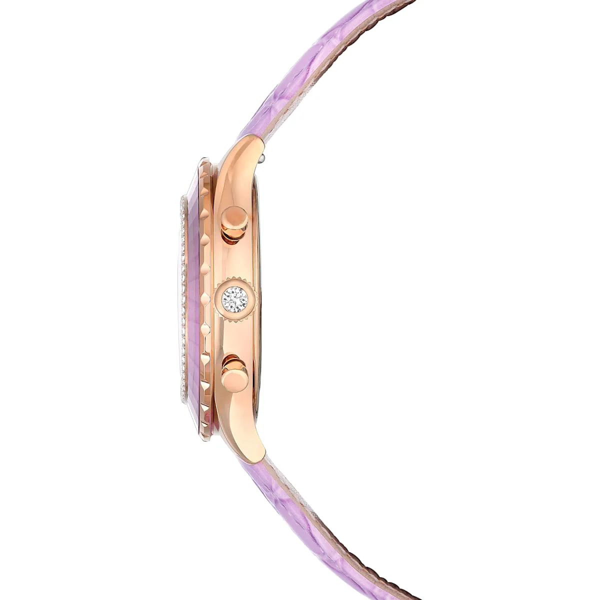 Octea Chrono watch, Swiss Made, Leather strap, Purple, Rose gold-tone finish - Image 6