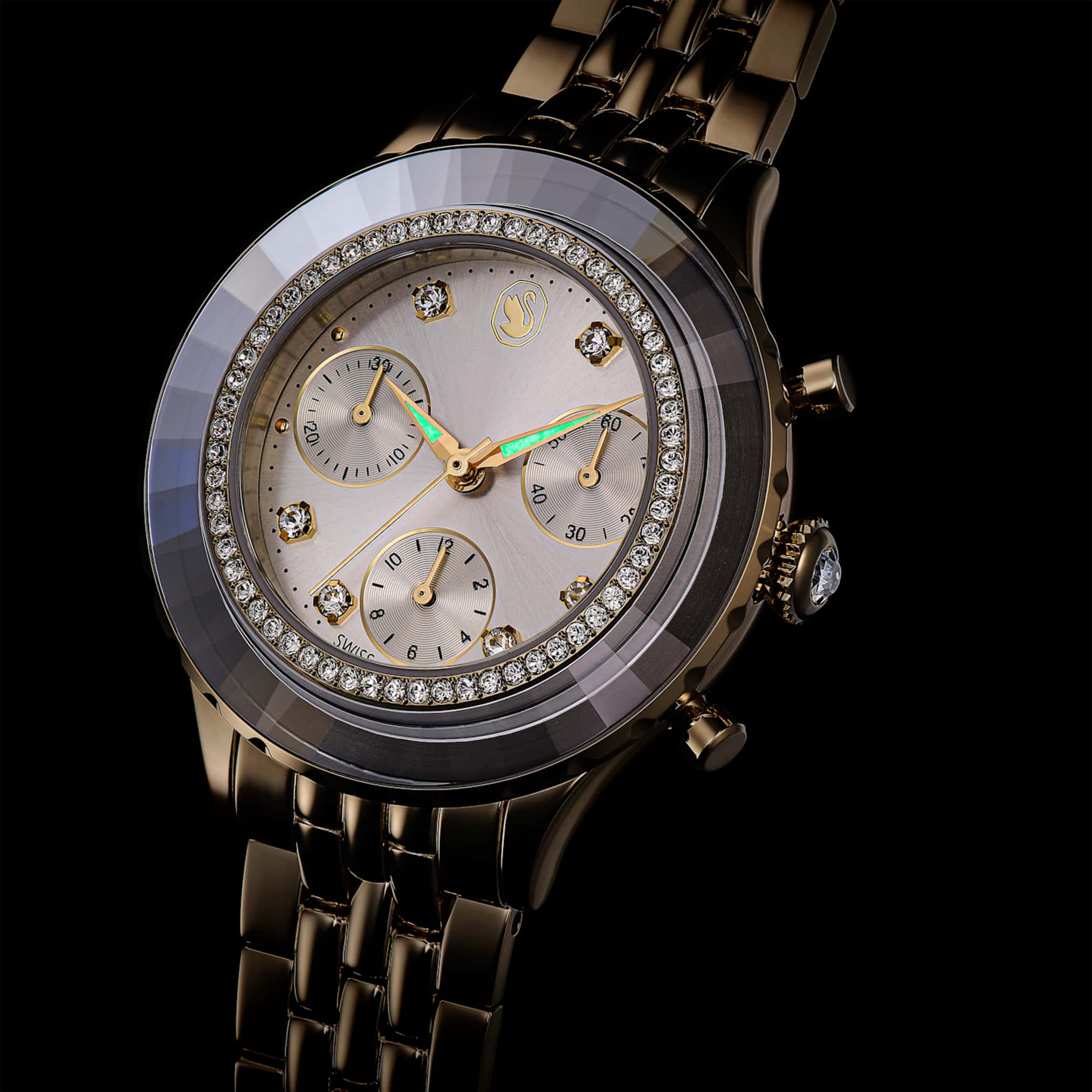 Octea chrono watch Swiss Made, Metal bracelet, Gold tone, Champagne gold-tone finish - Image 8