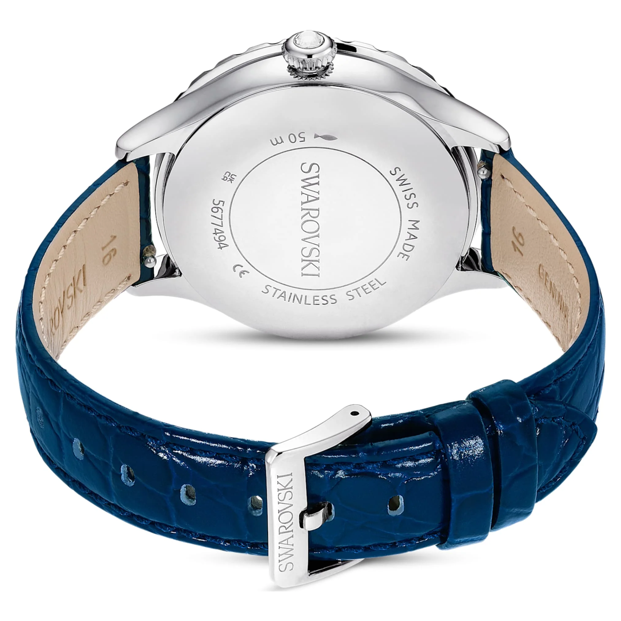 Octea Moon watch Swiss Made, Moon, Leather strap, Blue, Stainless steel - Image 3