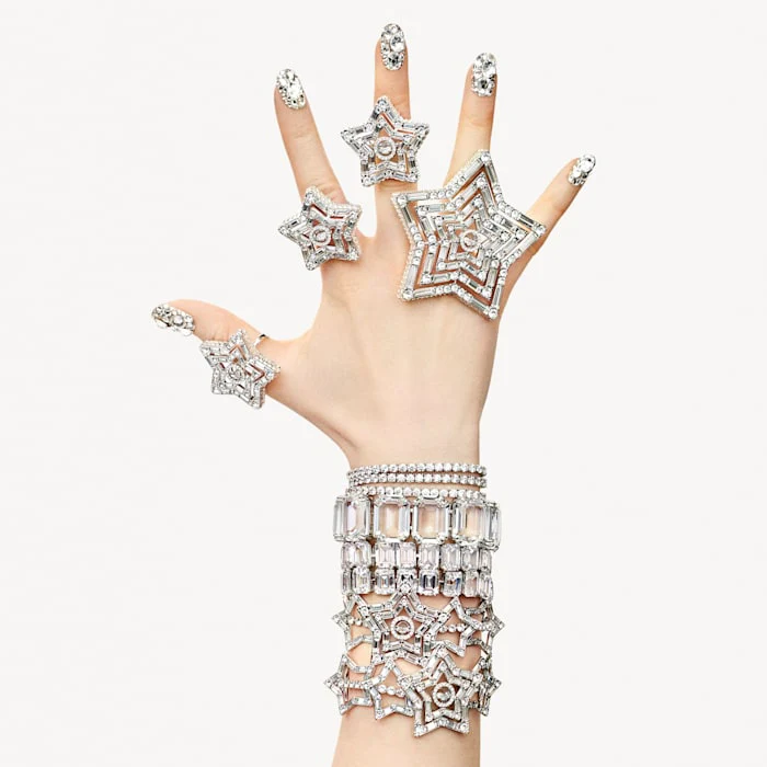 Stella ring Star, Large, White, Rhodium plated - Image 6