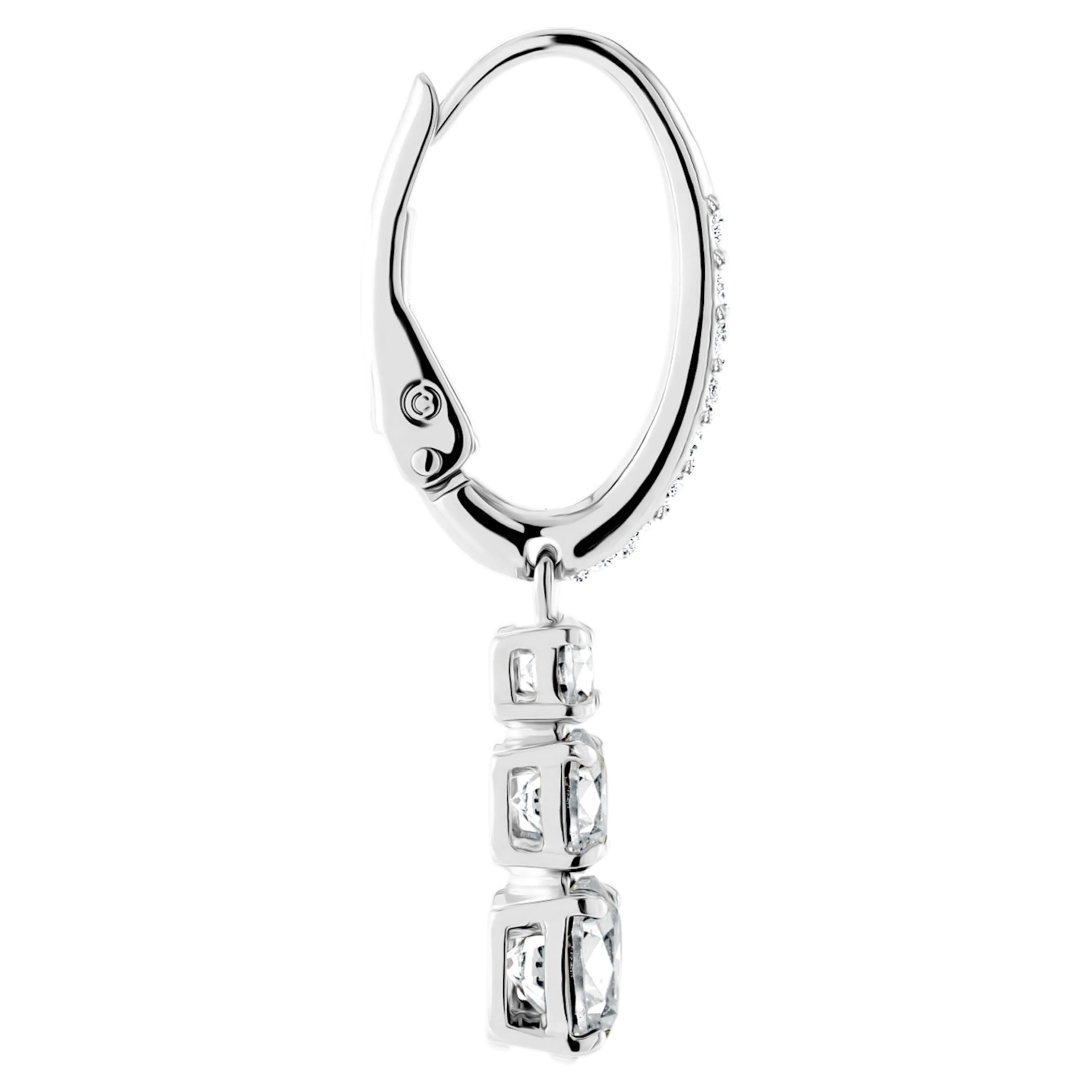 Stilla Attract hoop earrings Round cut, White, Rhodium plated - Image 4