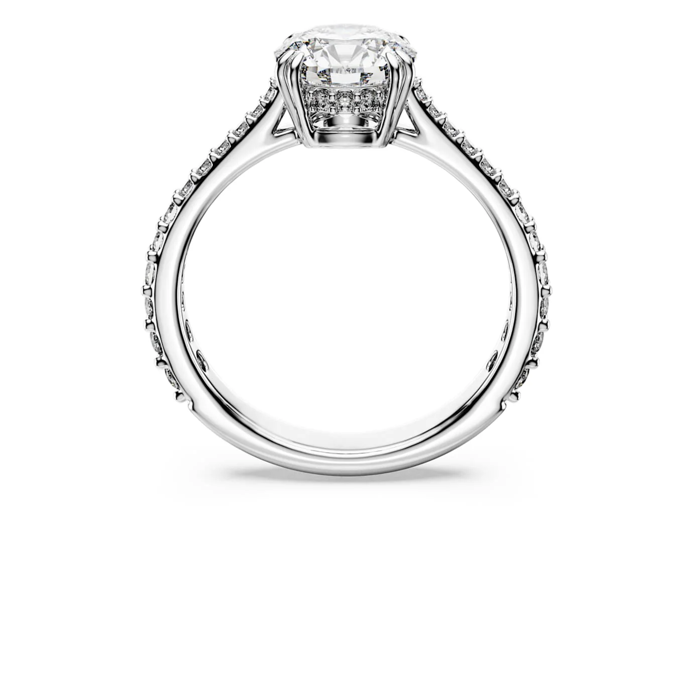 Stilla cocktail ring Round cut, Pavé, White, Silver-tone finish - Image 3