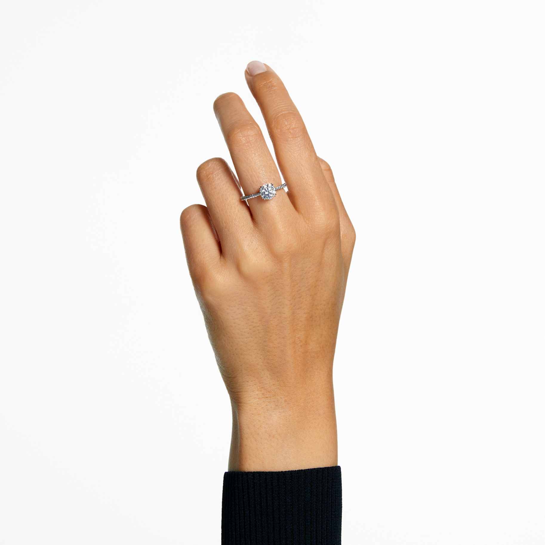 Stilla cocktail ring Round cut, Pavé, White, Silver-tone finish - Image 5