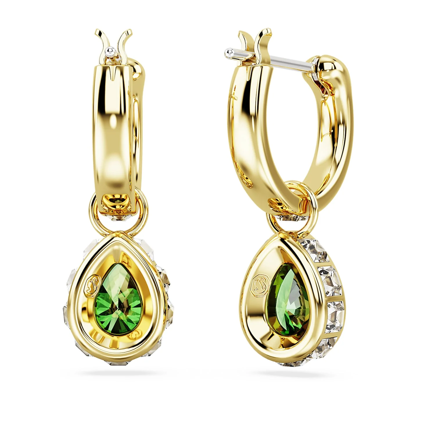 Stilla drop earrings Pear cut, Green, Gold-tone plated - Image 4