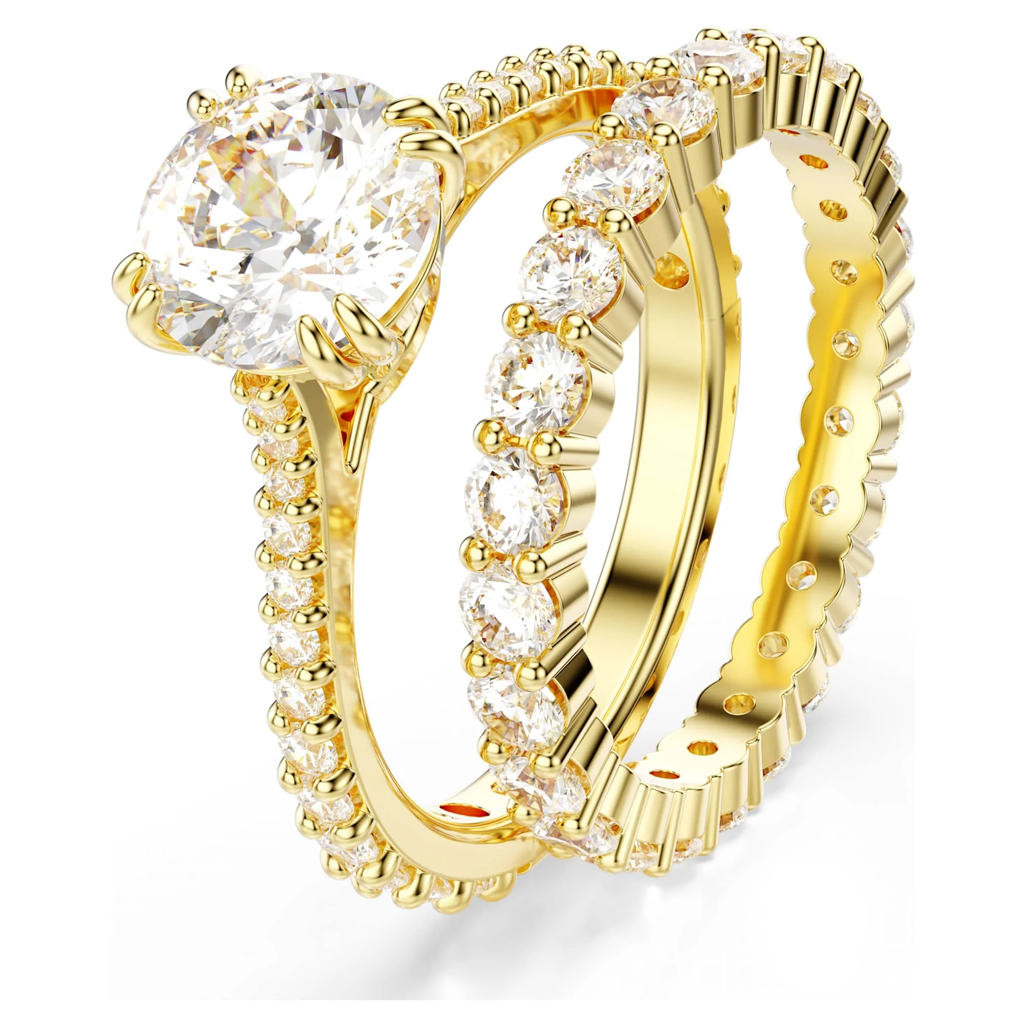 Stilla ring Set (2), Round cut, White, Gold-tone plated - Image 2