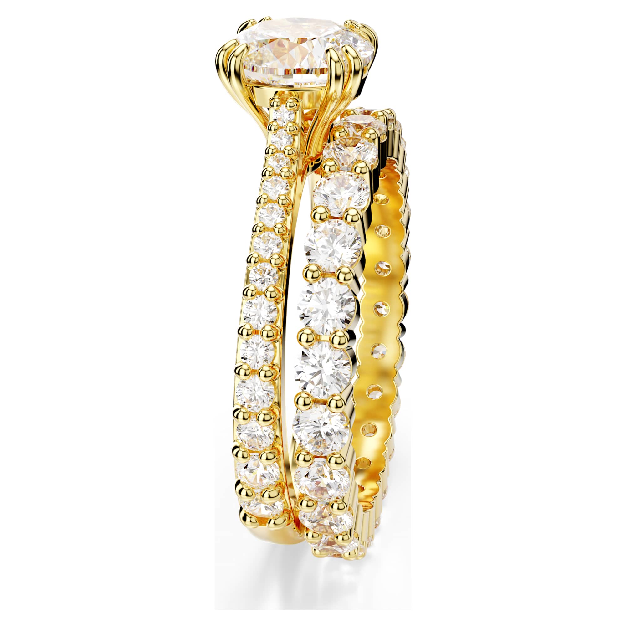 Stilla ring Set (2), Round cut, White, Gold-tone plated - Image 3