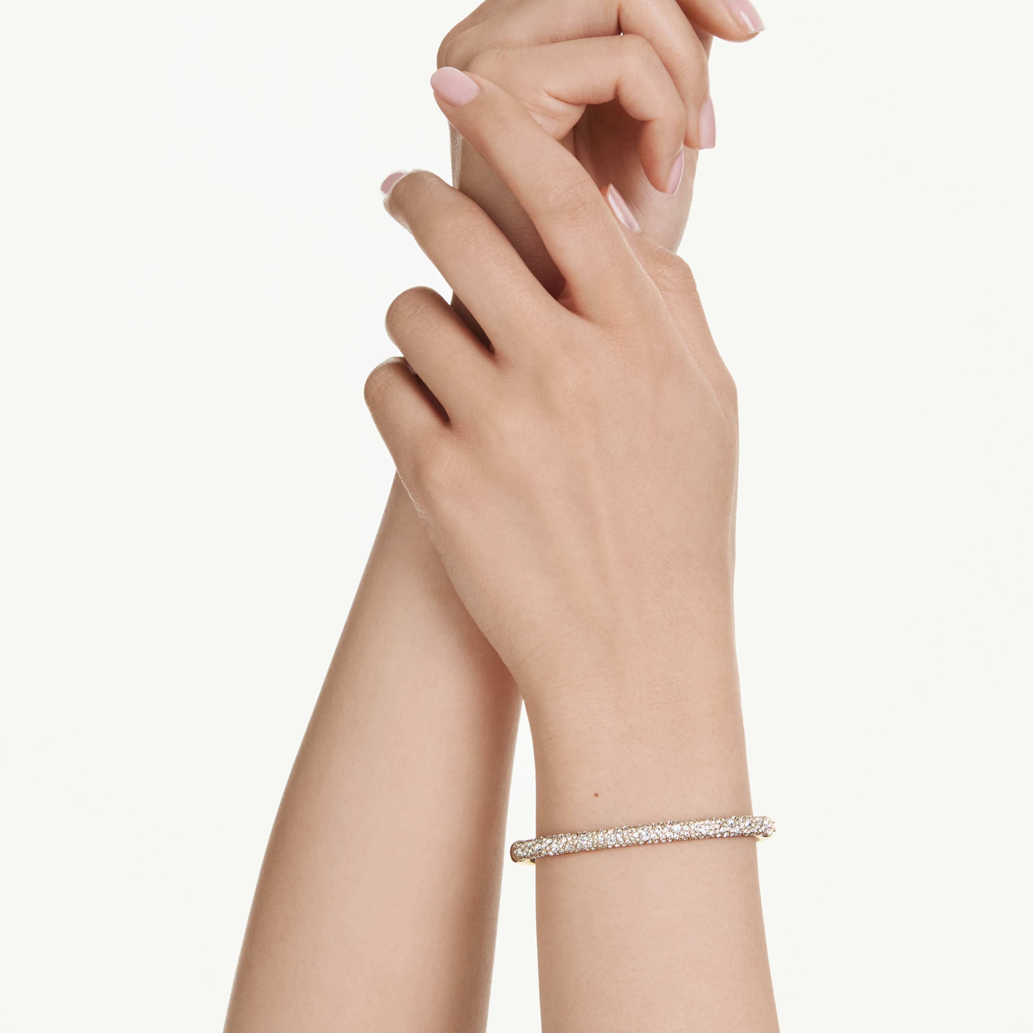 Sublima bangle Snow pavé, White, Gold-tone plated - Image 6