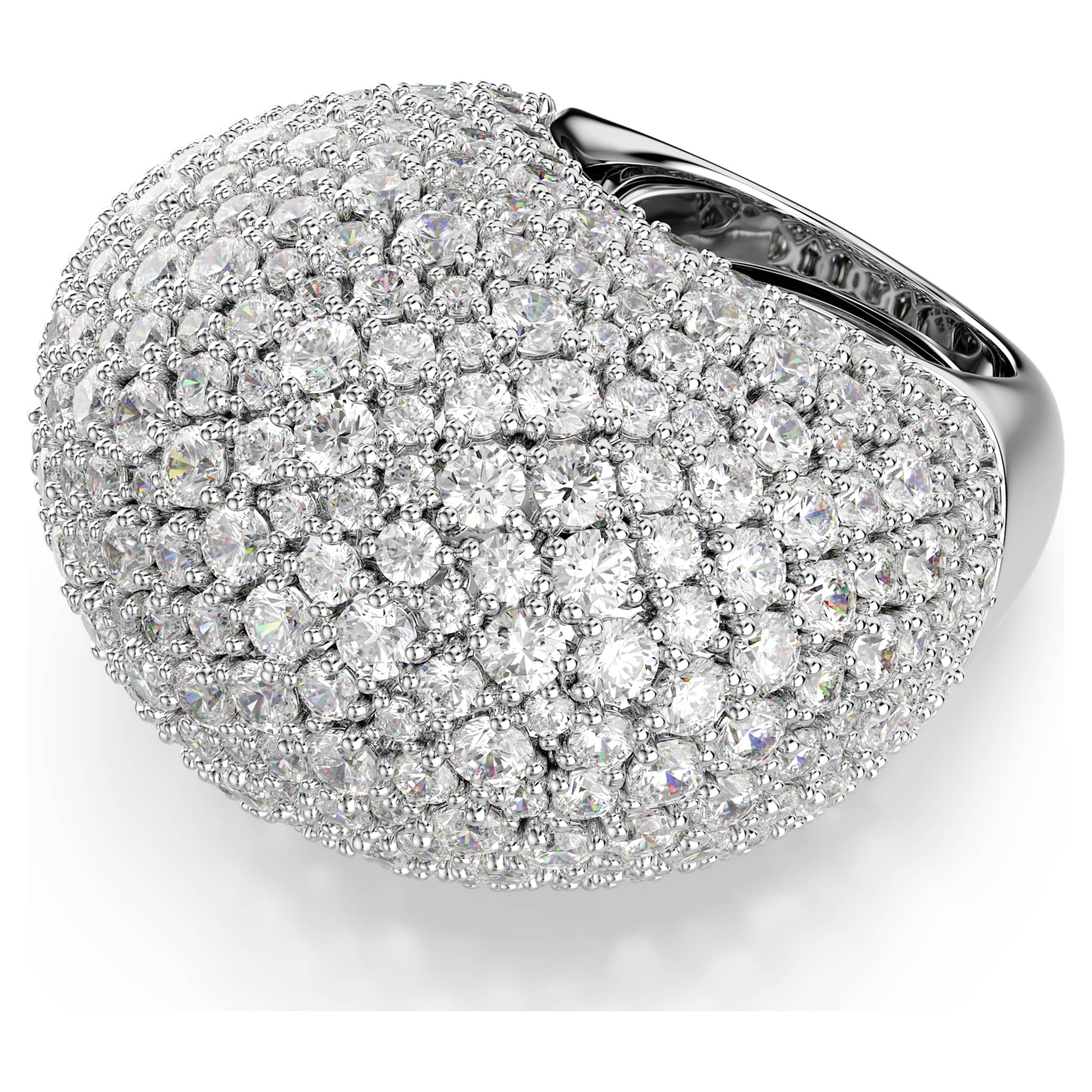 Sublima cocktail ring Large, White, Rhodium plated