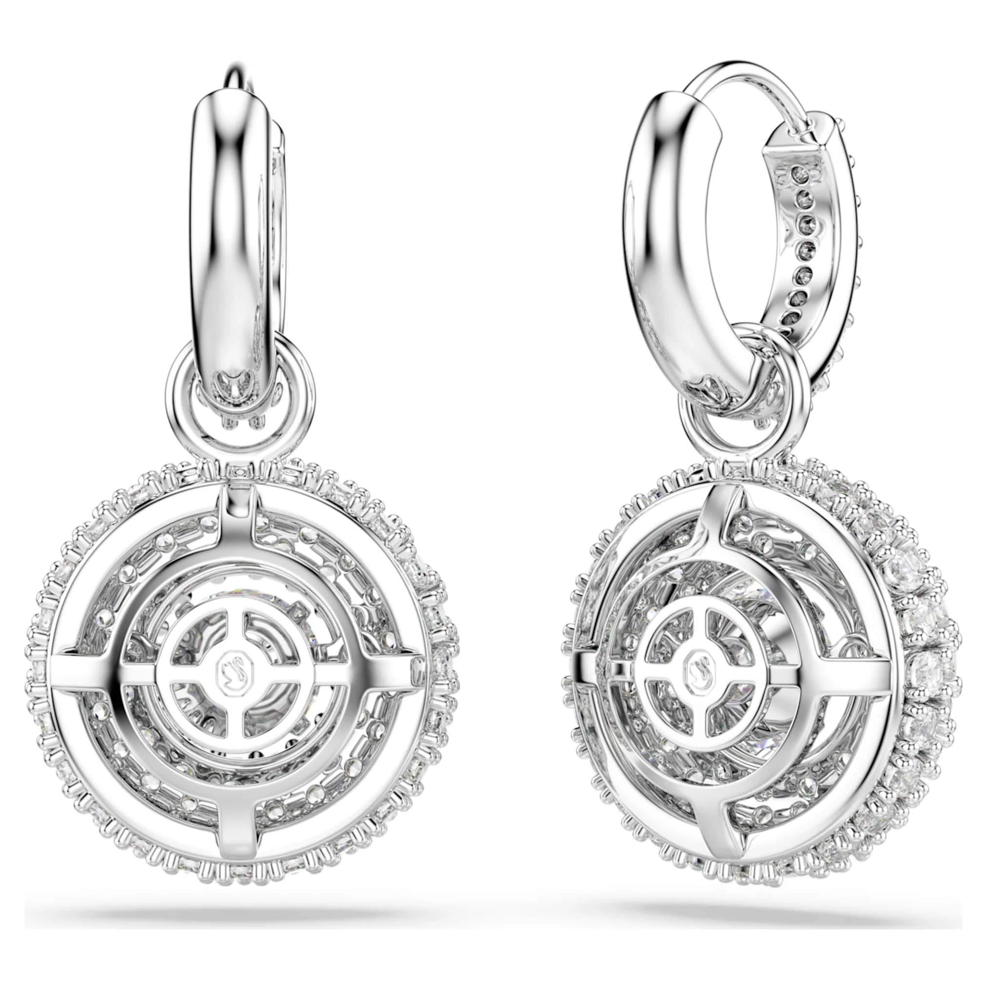 Sublima drop earrings Round cut, White, Rhodium plated - Image 4