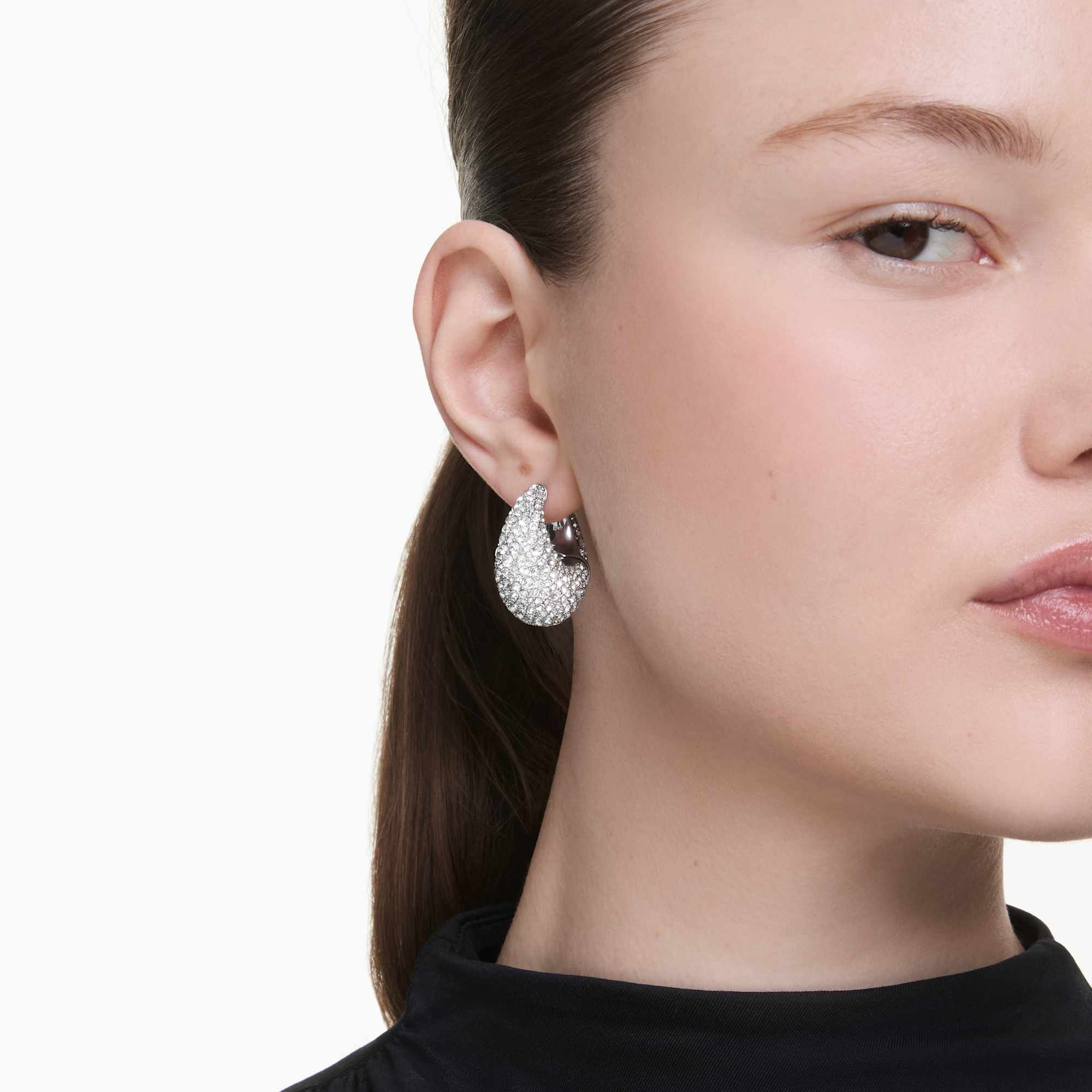 Sublima earrings Large, White, Rhodium plated - Image 5