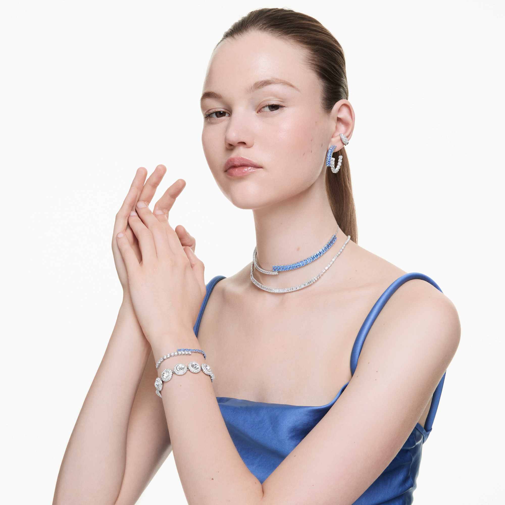 Sublima earrings White, Rhodium plated - Image 6