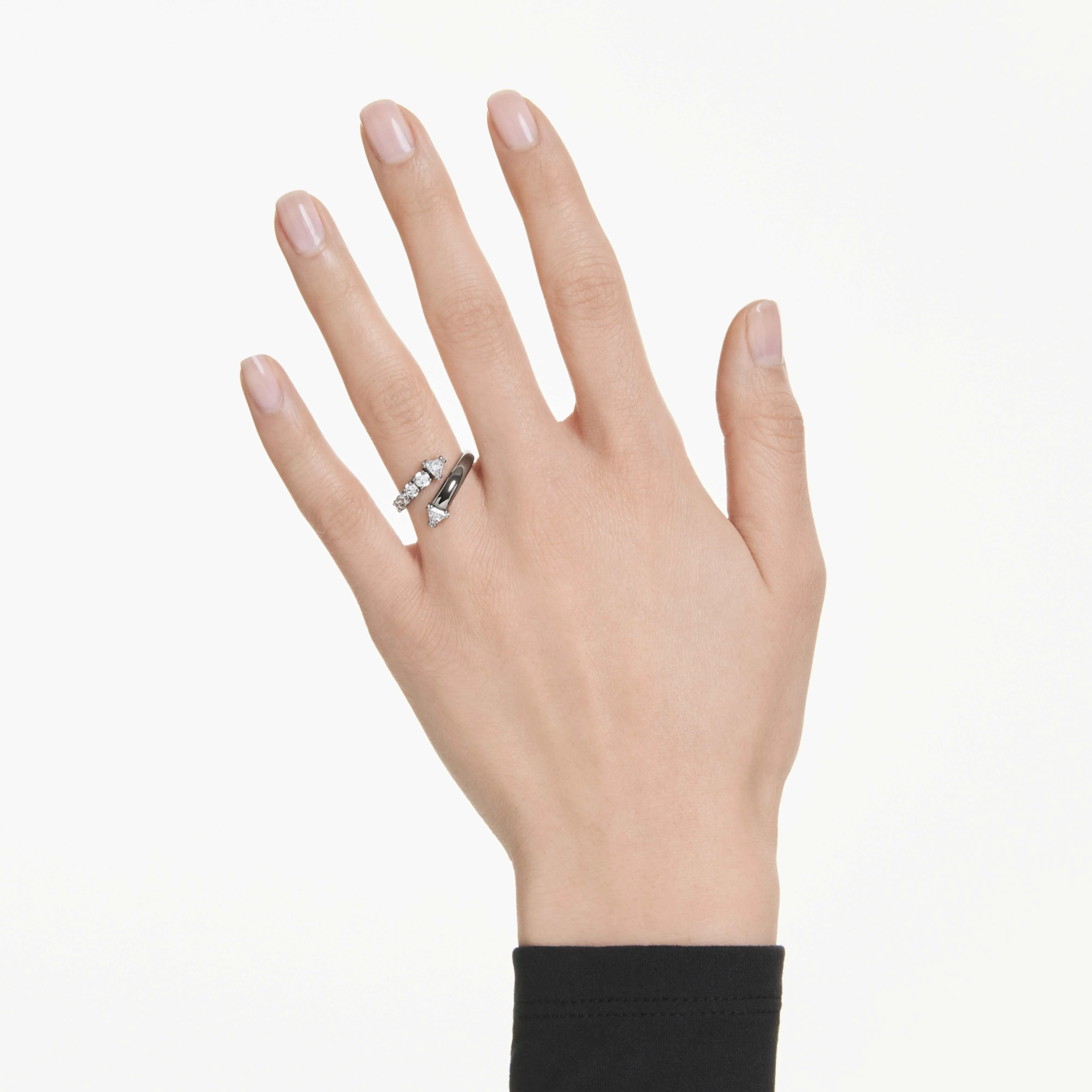 Sublima open ring Mixed cuts, White, Ruthenium plated - Image 5