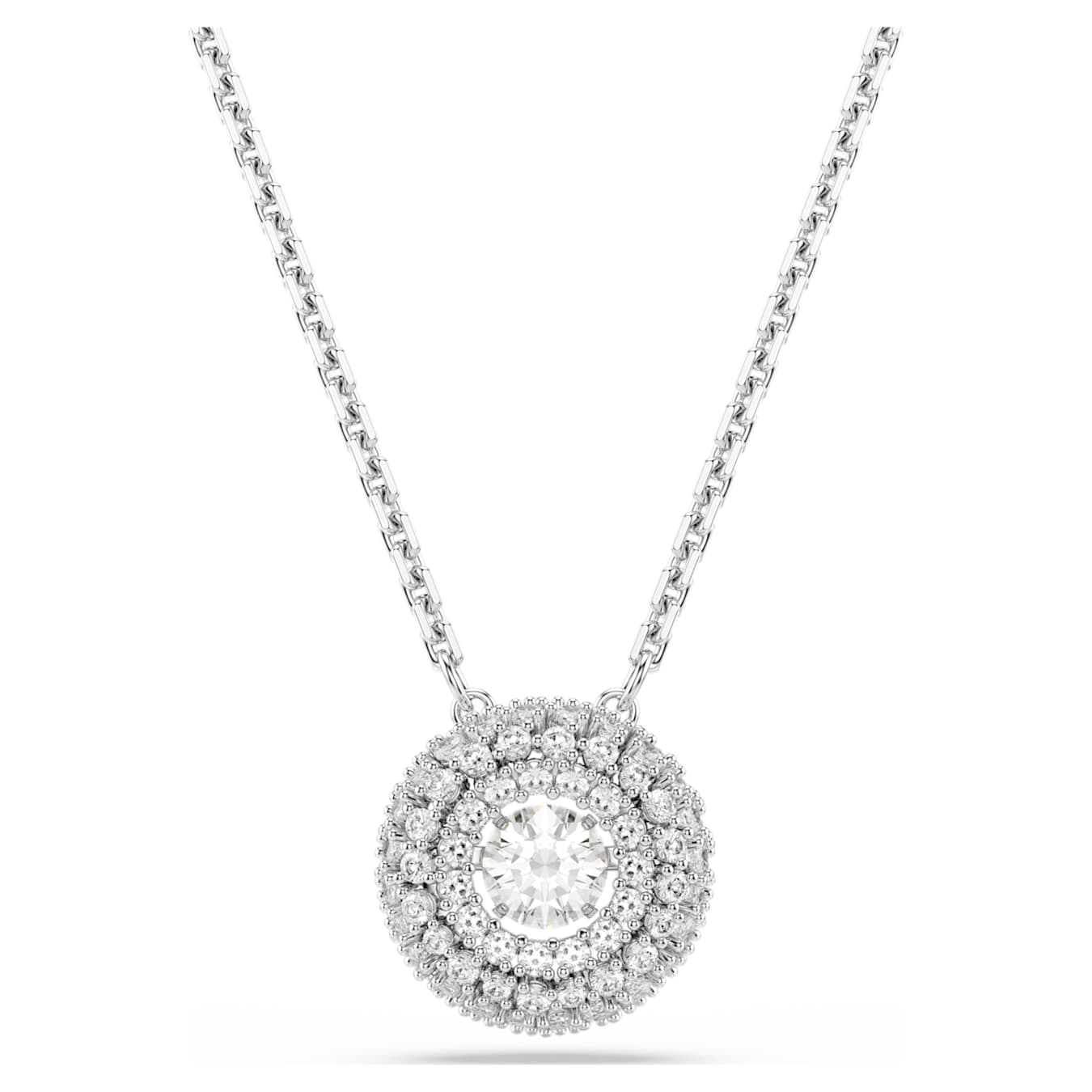Sublima pendant Round cut, White, Rhodium plated
