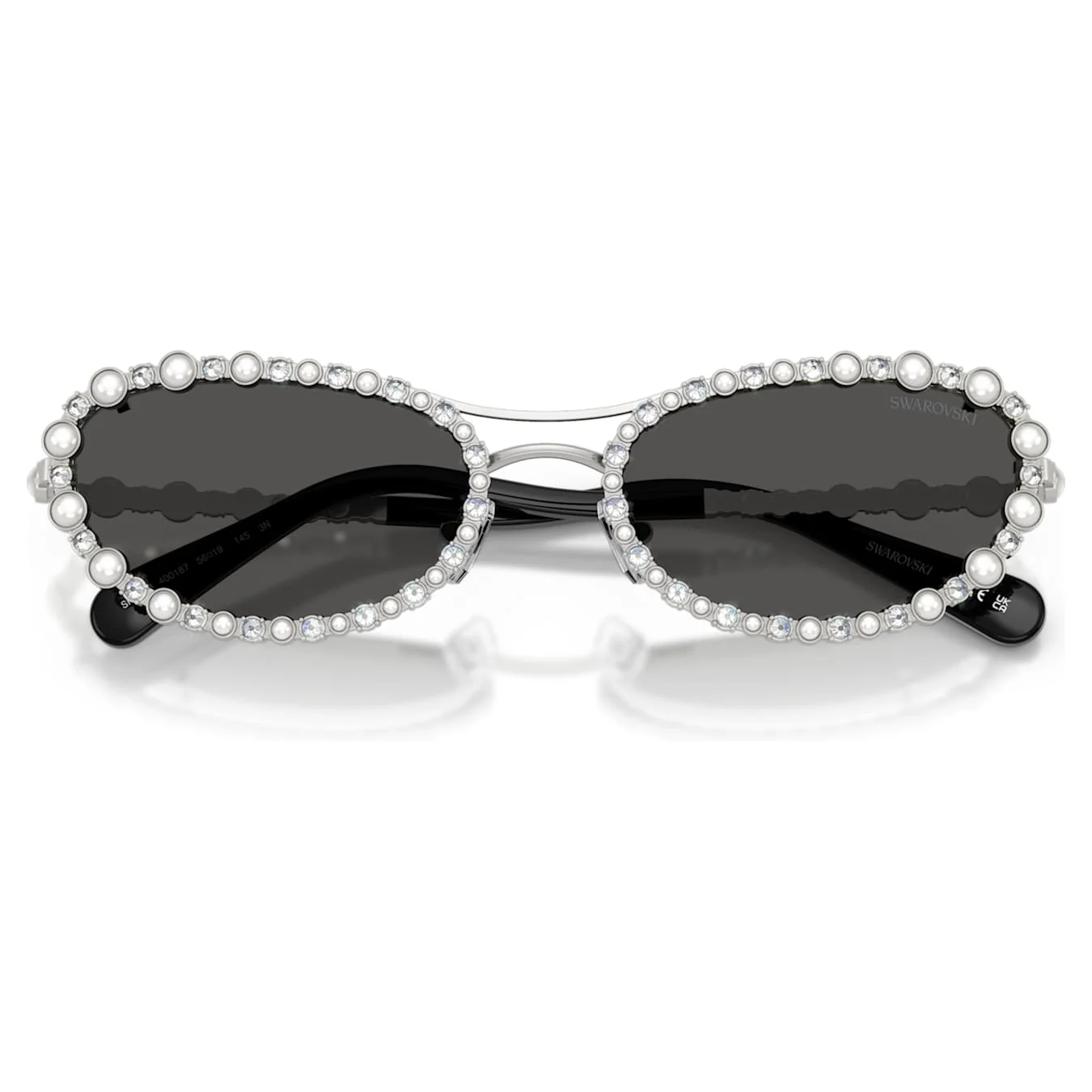 Sunglasses Oval shape, 2 in 1 clip-on, SK7044, Silver tone - Image 4