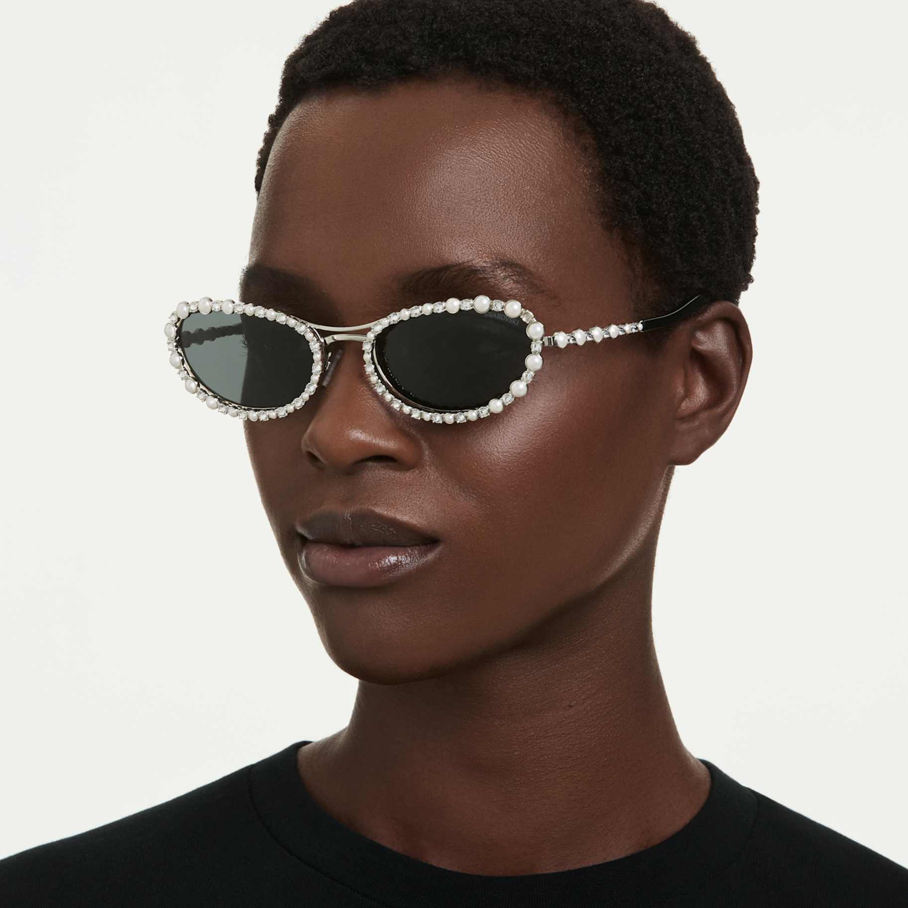 Sunglasses Oval shape, 2 in 1 clip-on, SK7044, Silver tone - Image 8