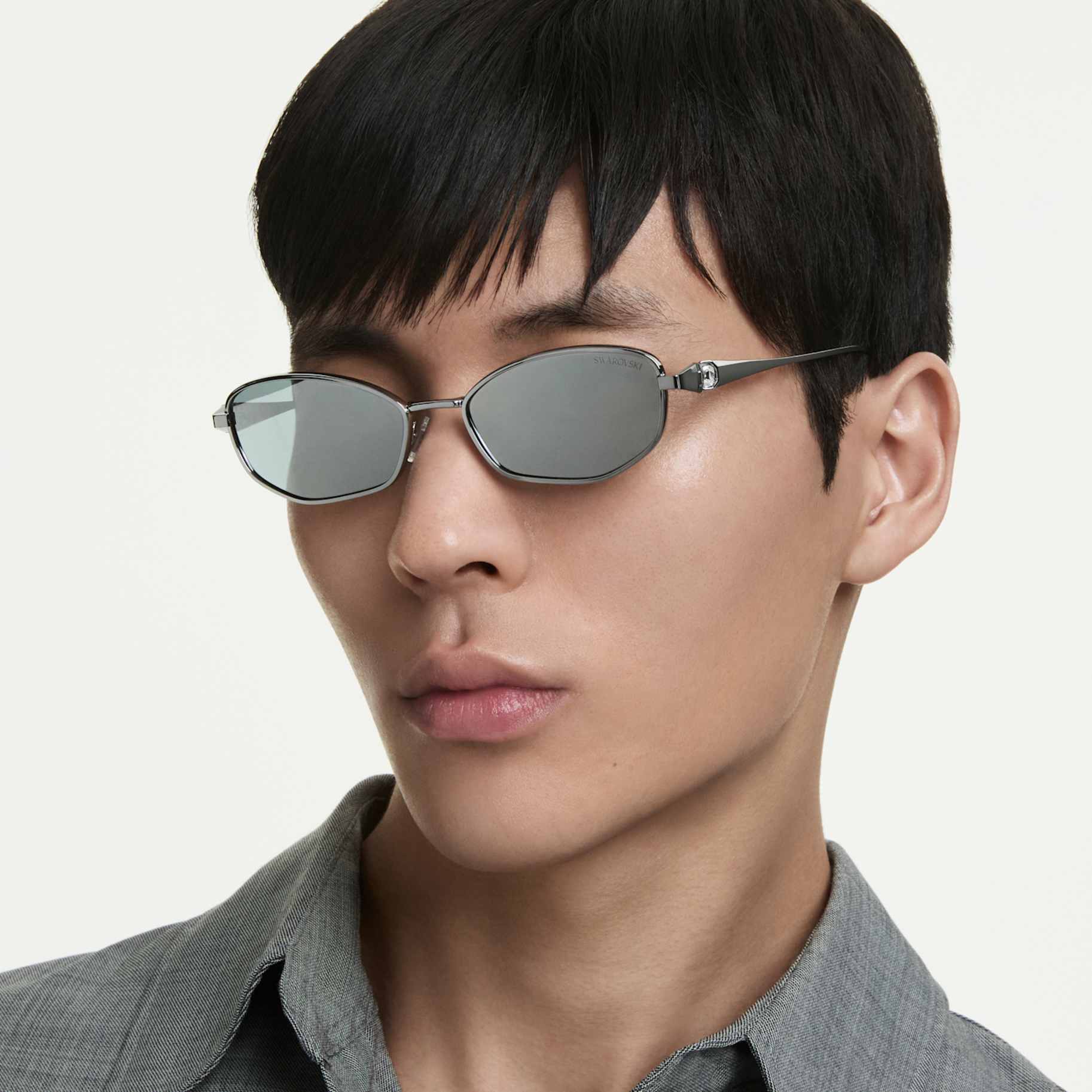 Sunglasses Pillow shape, SK7042, Silver tone - Image 6
