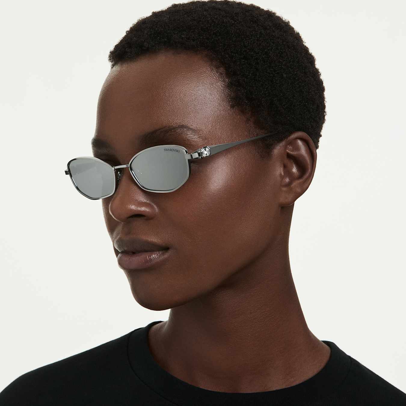 Sunglasses Pillow shape, SK7042, Silver tone - Image 7