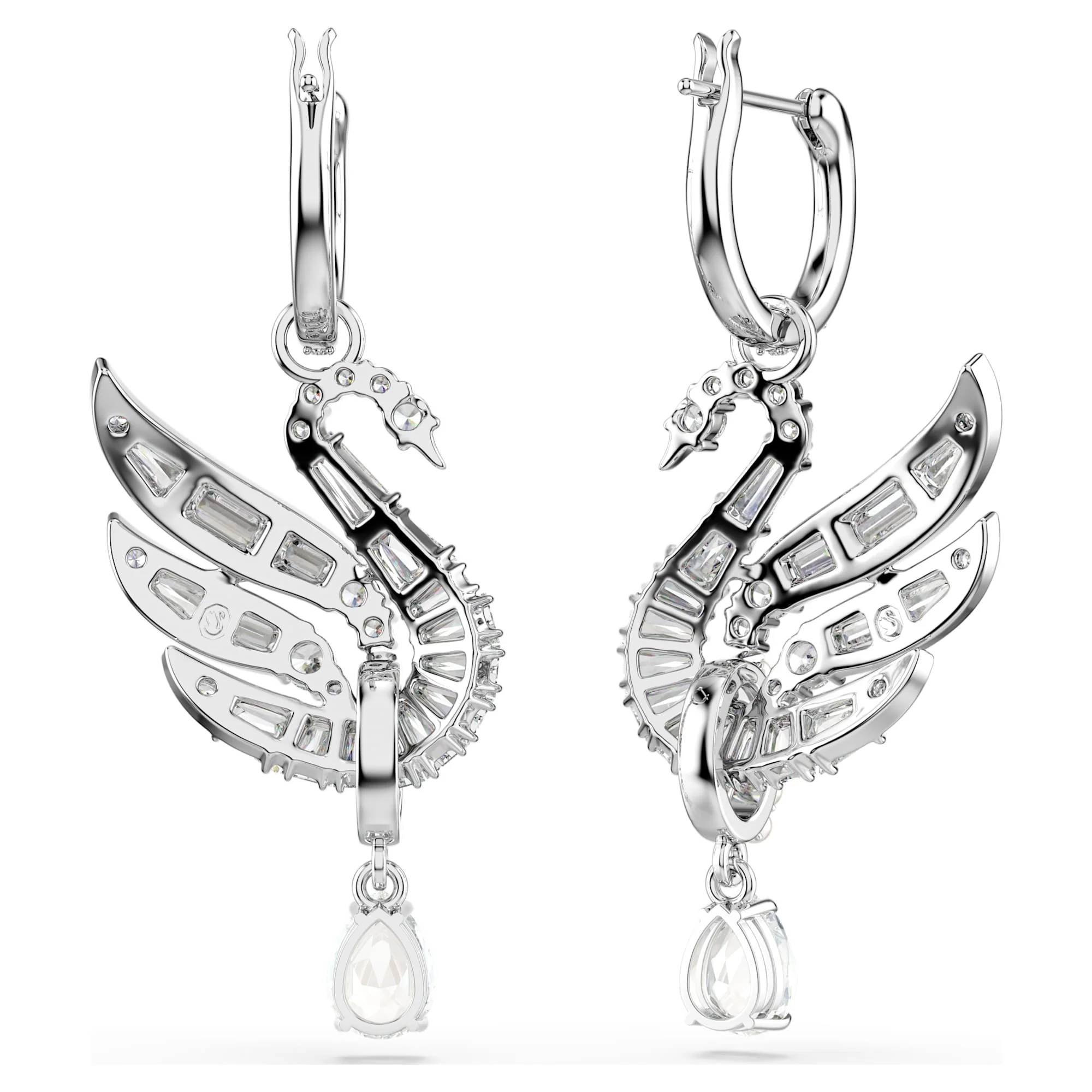 Swan earrings Swan, White, Rhodium plated - Image 4