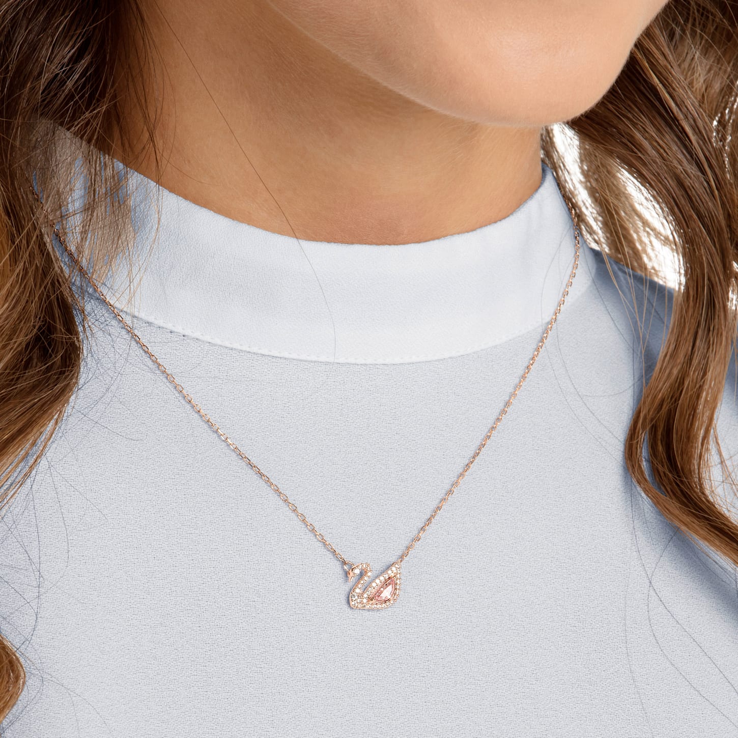 Swan necklace Swan, Pink, Rose gold-tone plated - Image 5