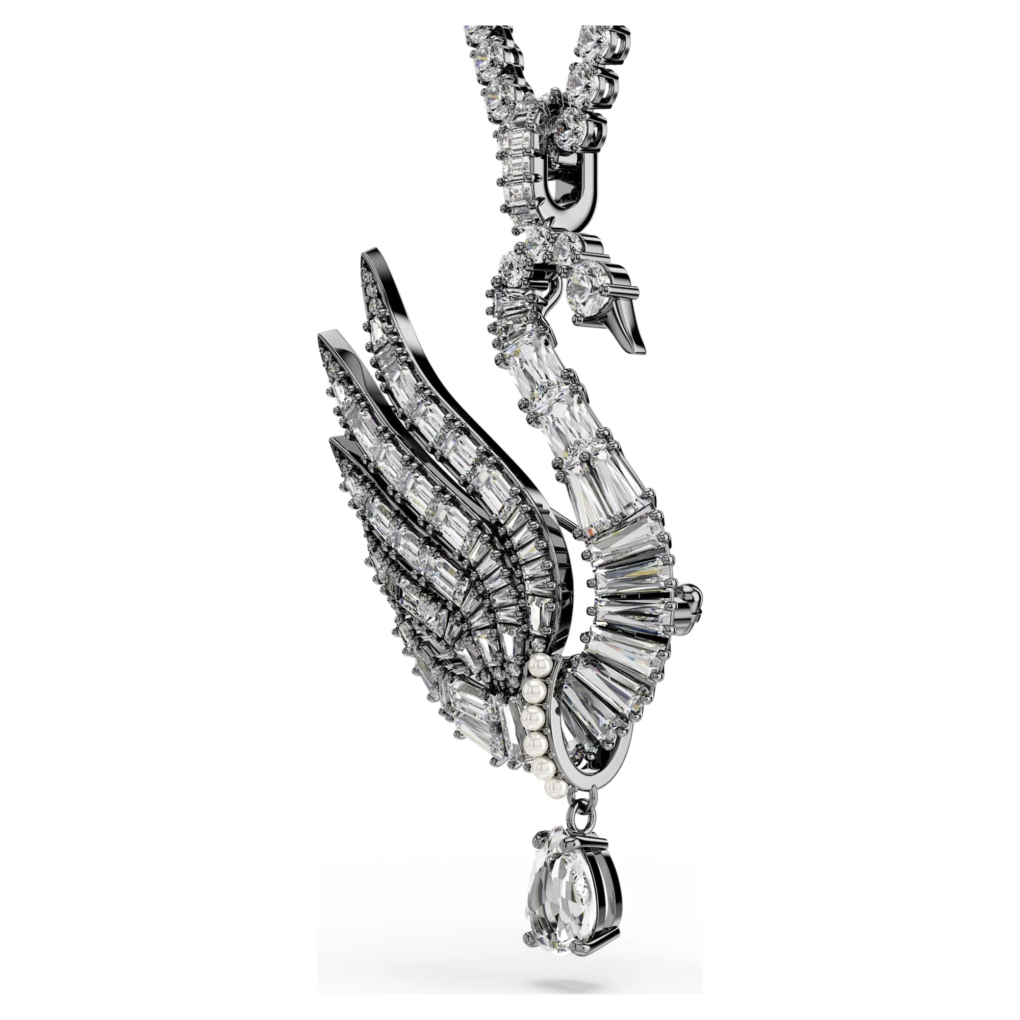 Swan pendant and brooch Swan, White, Ruthenium plated - Image 3