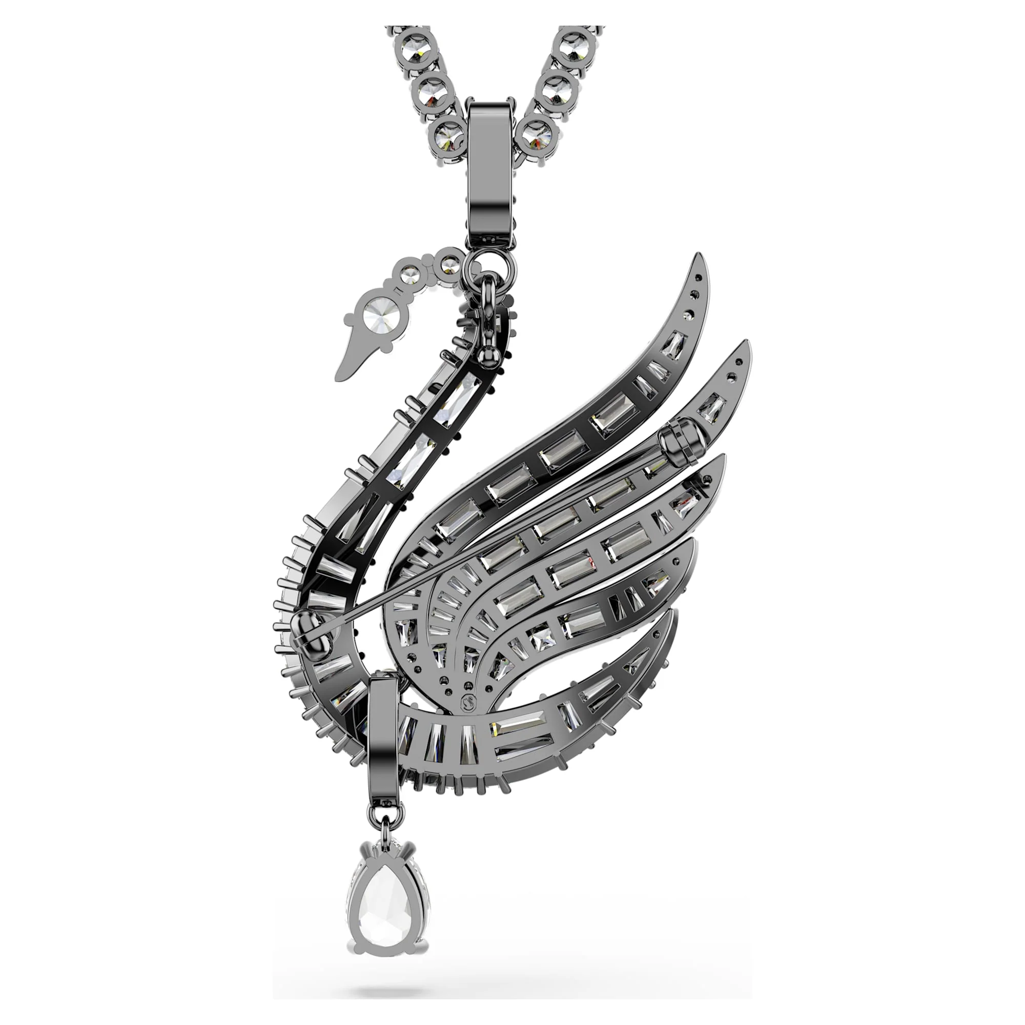 Swan pendant and brooch Swan, White, Ruthenium plated - Image 5