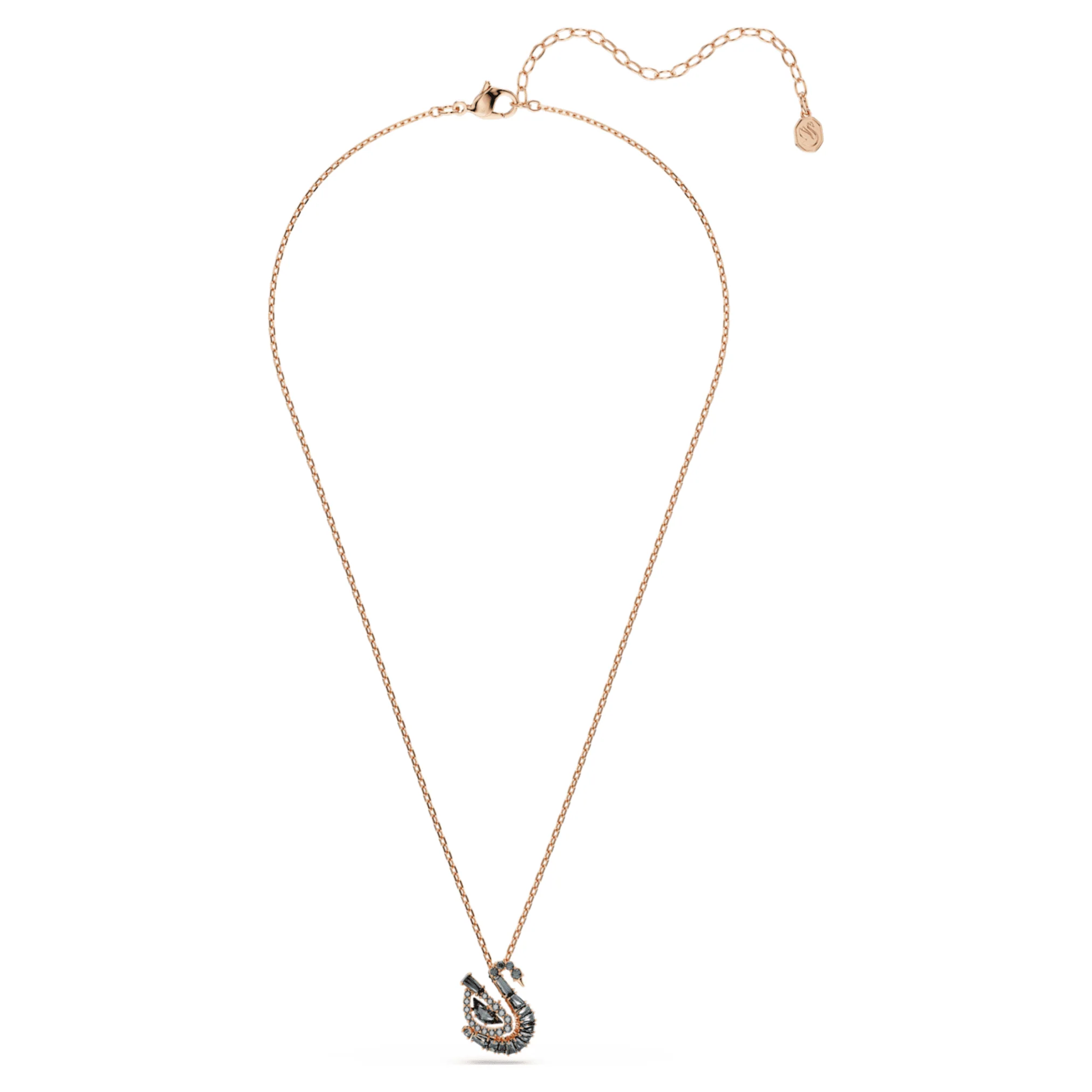 Swan pendant Mixed cuts, Swan, Black, 18K rose gold finish - Image 2