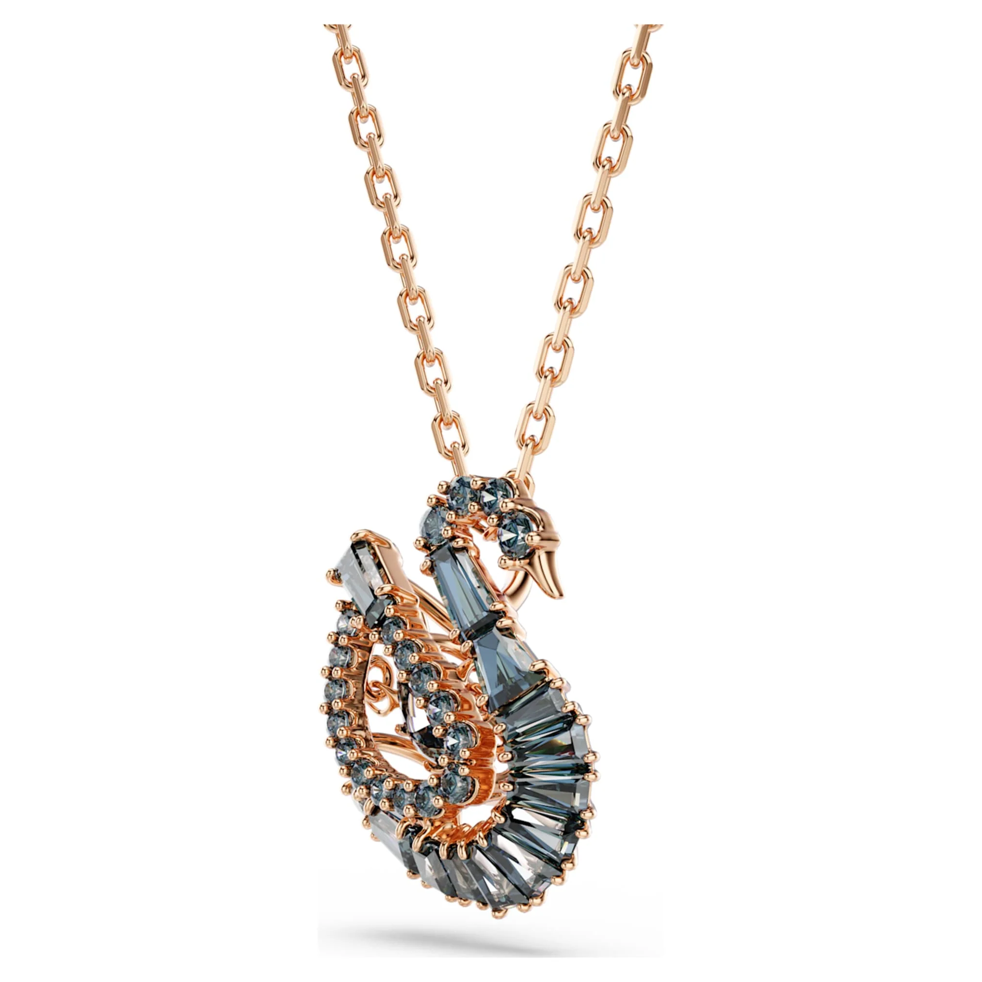 Swan pendant Mixed cuts, Swan, Black, 18K rose gold finish - Image 3